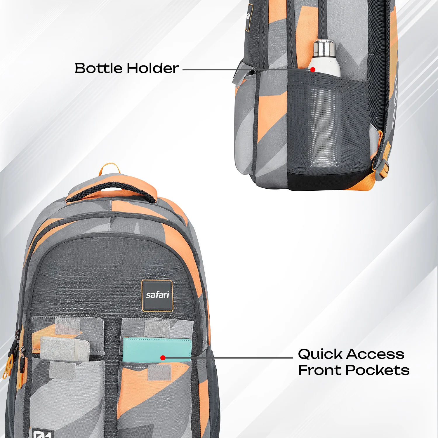 Safari Bonus 37L Grey School Backpack - Image 4
