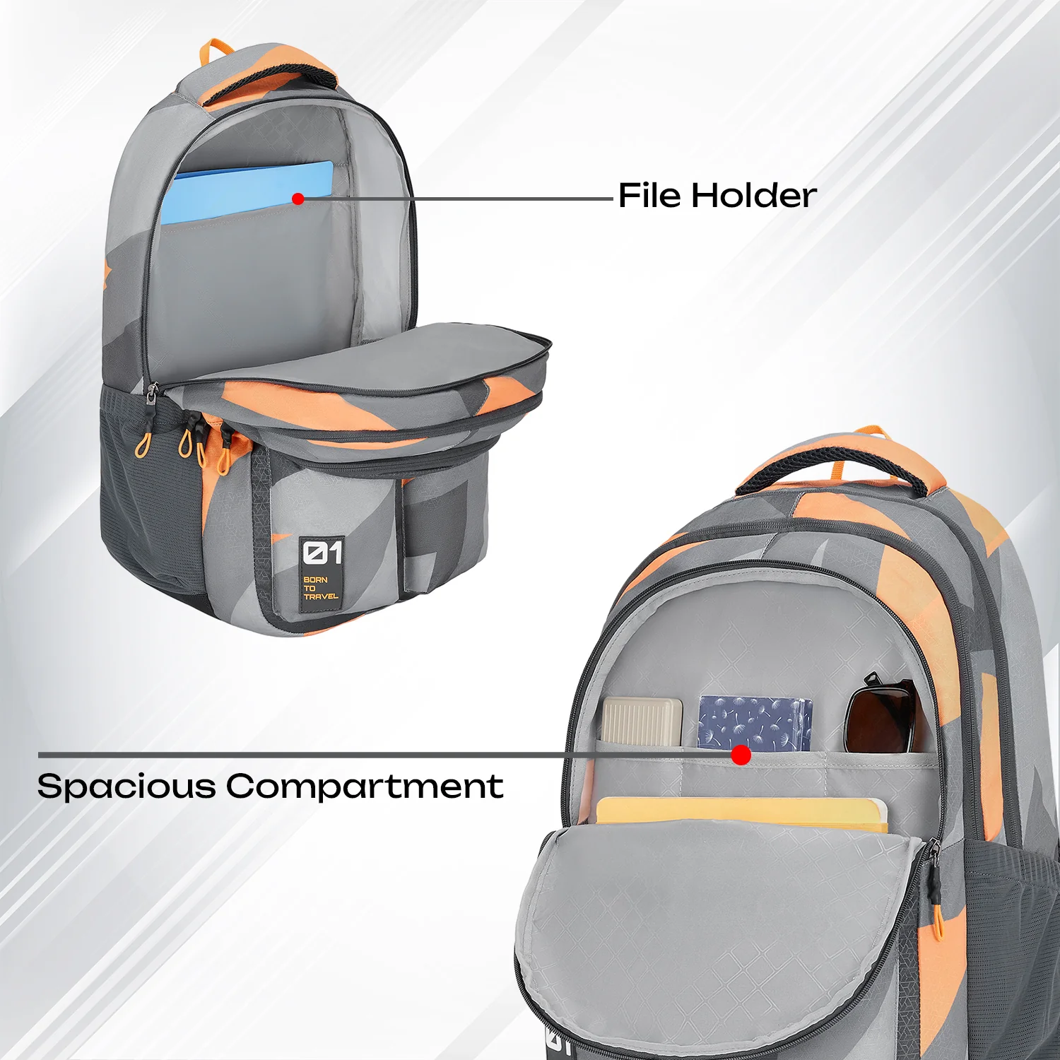 Safari Bonus 37L Grey School Backpack - Image 9