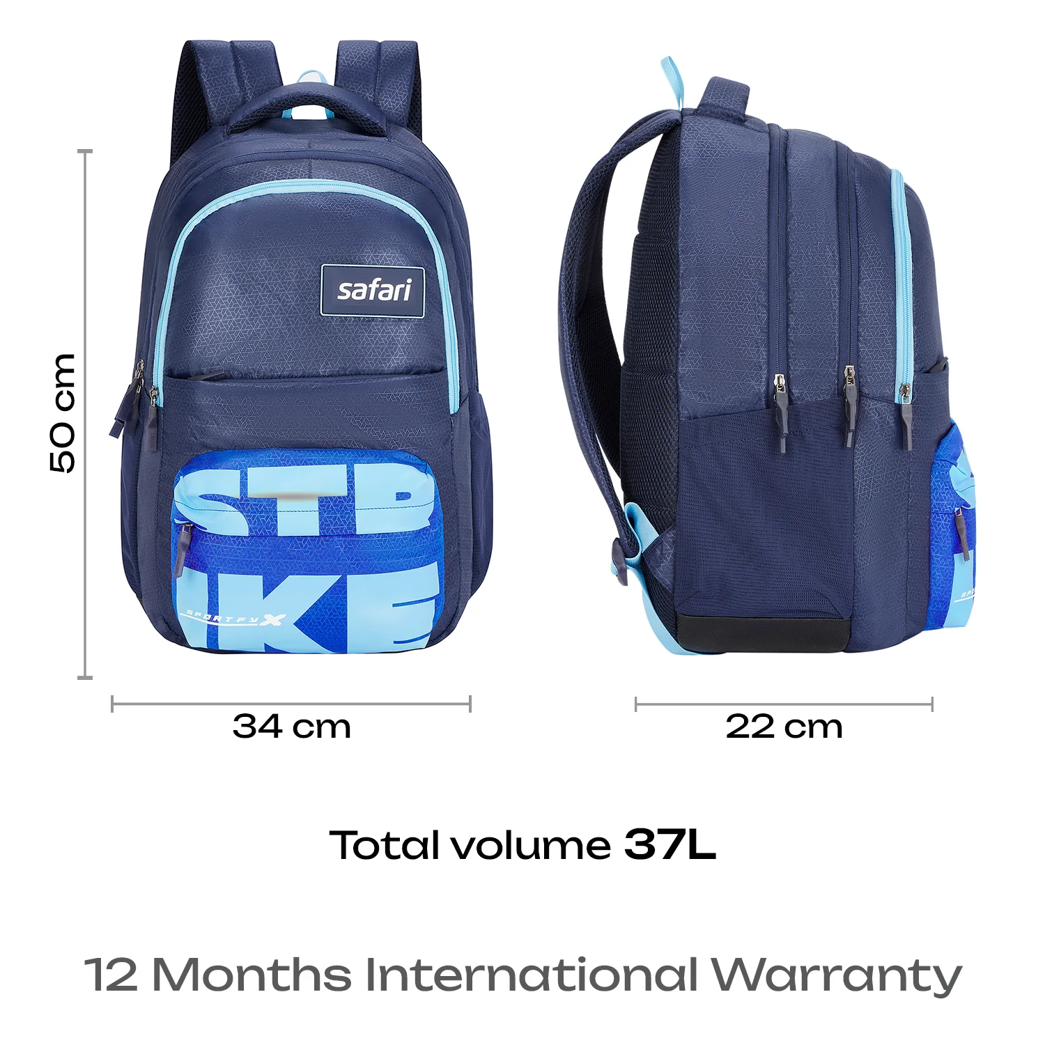 Safari Bonus 37L Blue School Backpack - Image 10