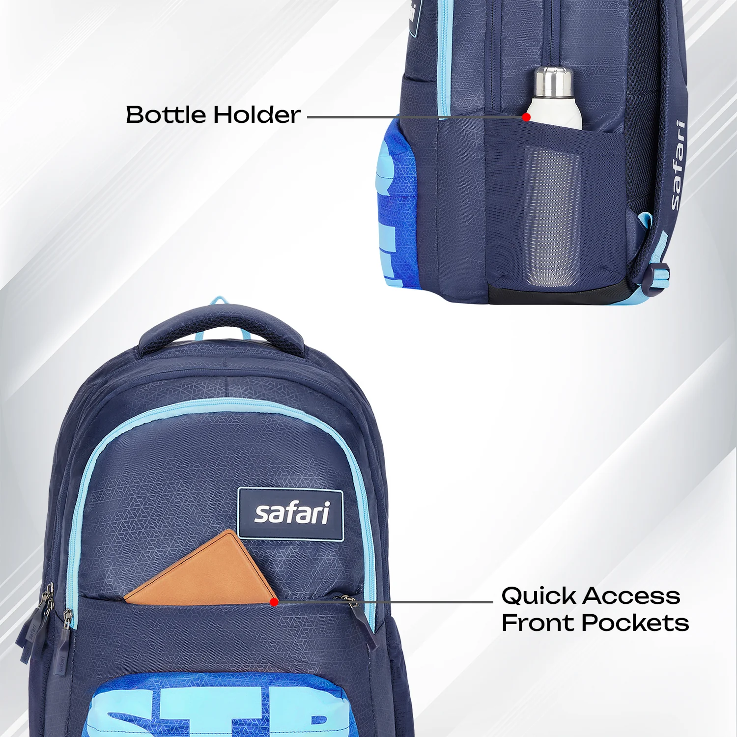 Safari Bonus 37L Blue School Backpack - Image 5