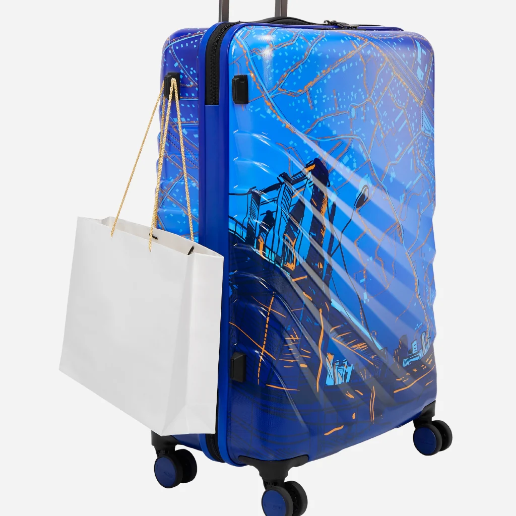 Safari Brooklyn Printed Blue Trolley Bag with TSA Lock, Dual wheels, Side Hooks and Wet Pouch - Image 13