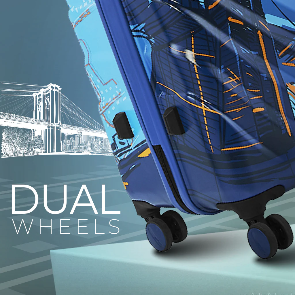 Safari Brooklyn Printed Blue Trolley Bag with TSA Lock, Dual wheels, Side Hooks and Wet Pouch - Image 4