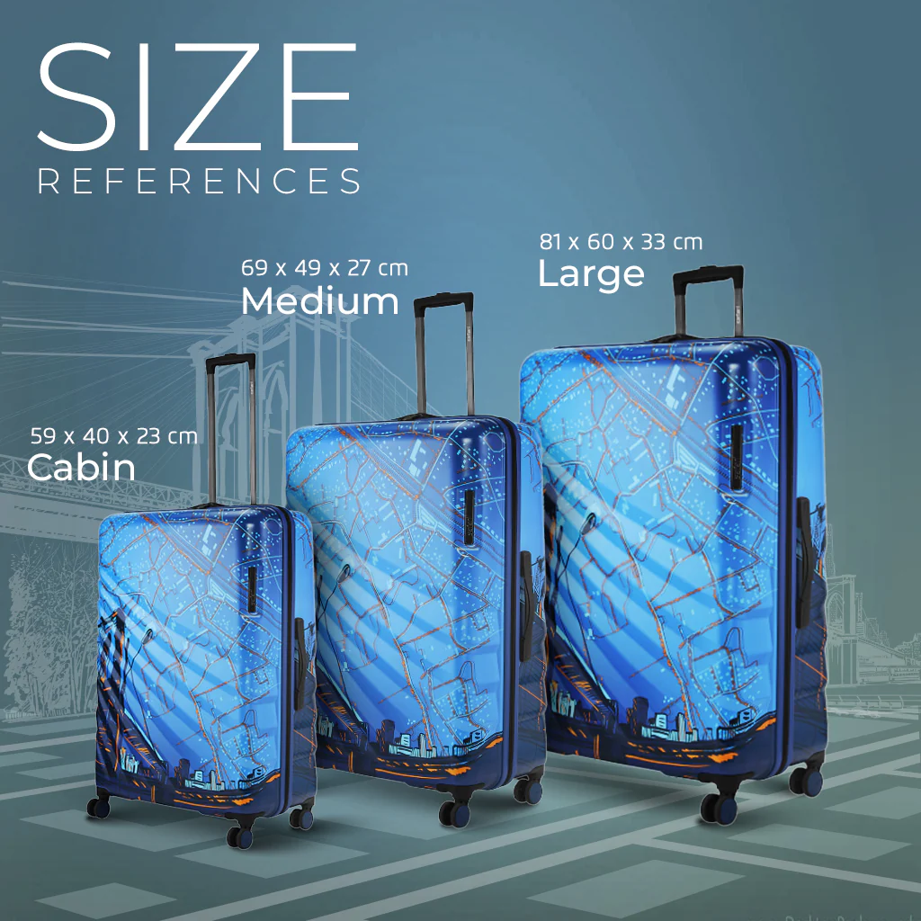 Safari Brooklyn Printed Blue Trolley Bag with TSA Lock, Dual wheels, Side Hooks and Wet Pouch - Image 9