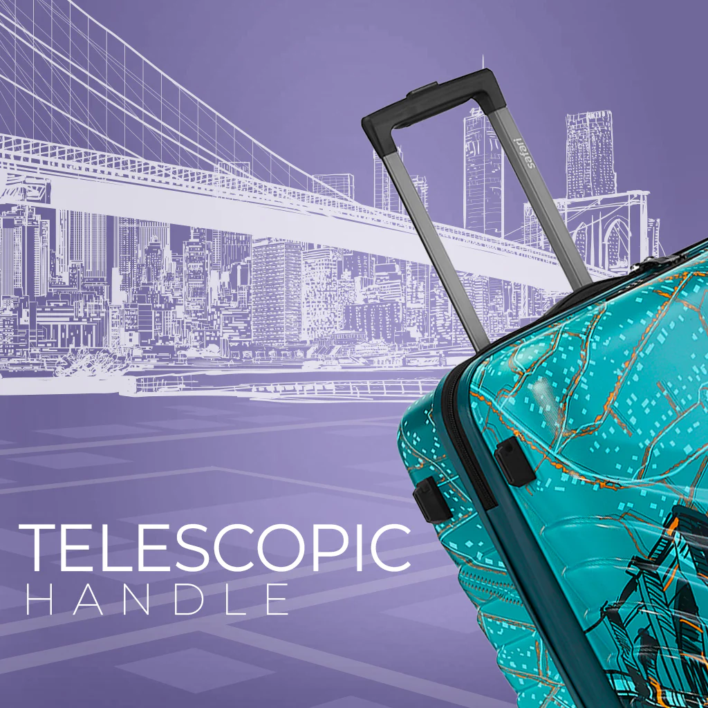Safari Brooklyn Printed Teal Trolley Bag with TSA Lock, Dual wheels, Side Hooks and Wet Pouch - Image 6