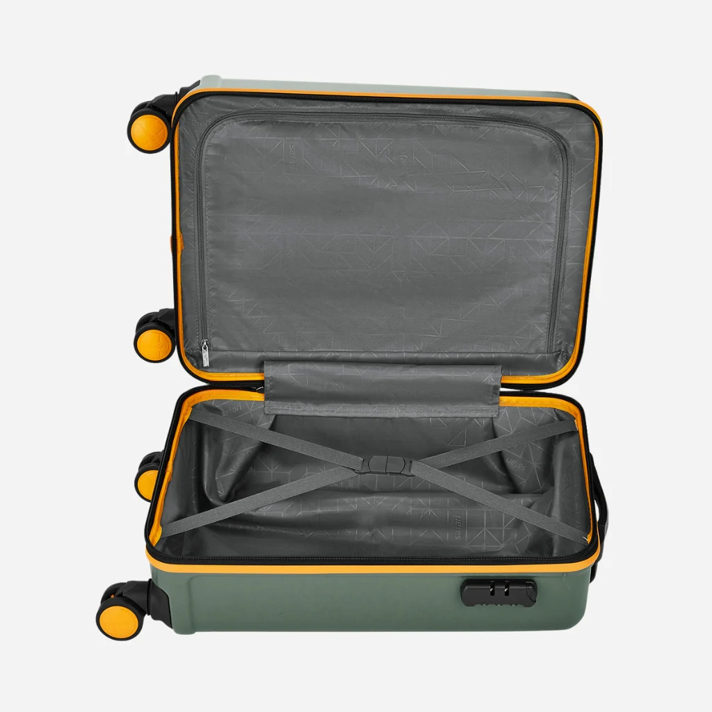 Safari City Miles Thyme Green Trolley Bag with Anti-theft Zipper and Dual Wheels - Image 14