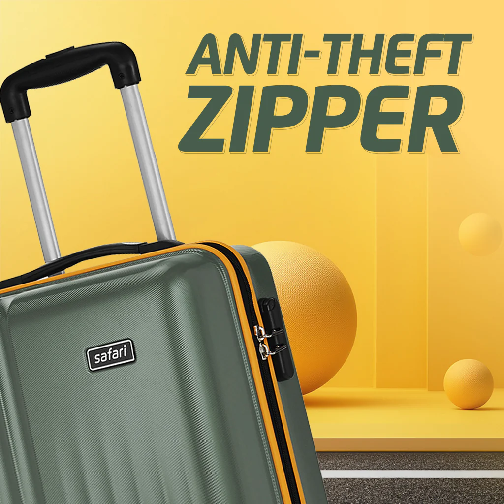 Safari City Miles Thyme Green Trolley Bag with Anti-theft Zipper and Dual Wheels - Image 5