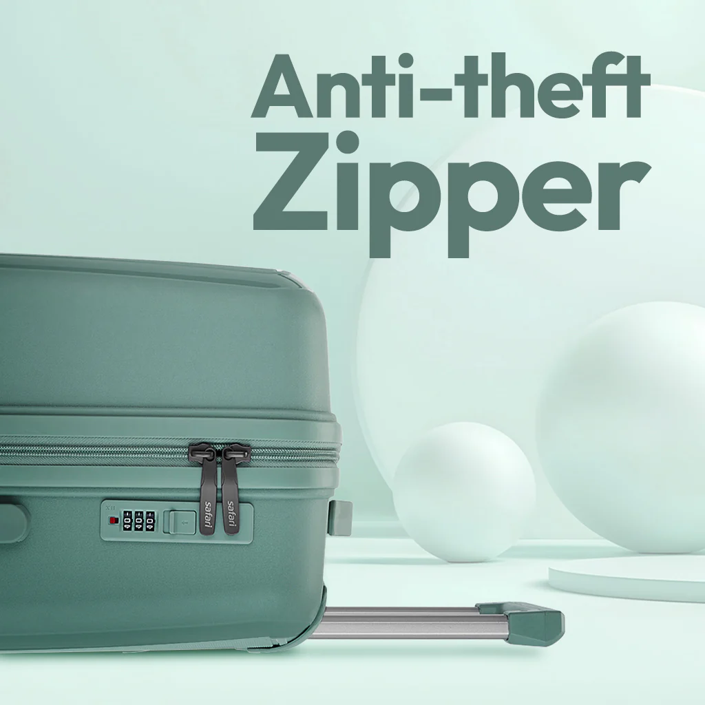 Safari Cooper Green Trolley Bag with Dual Wheels & Anti-Theft Zipper - Image 5