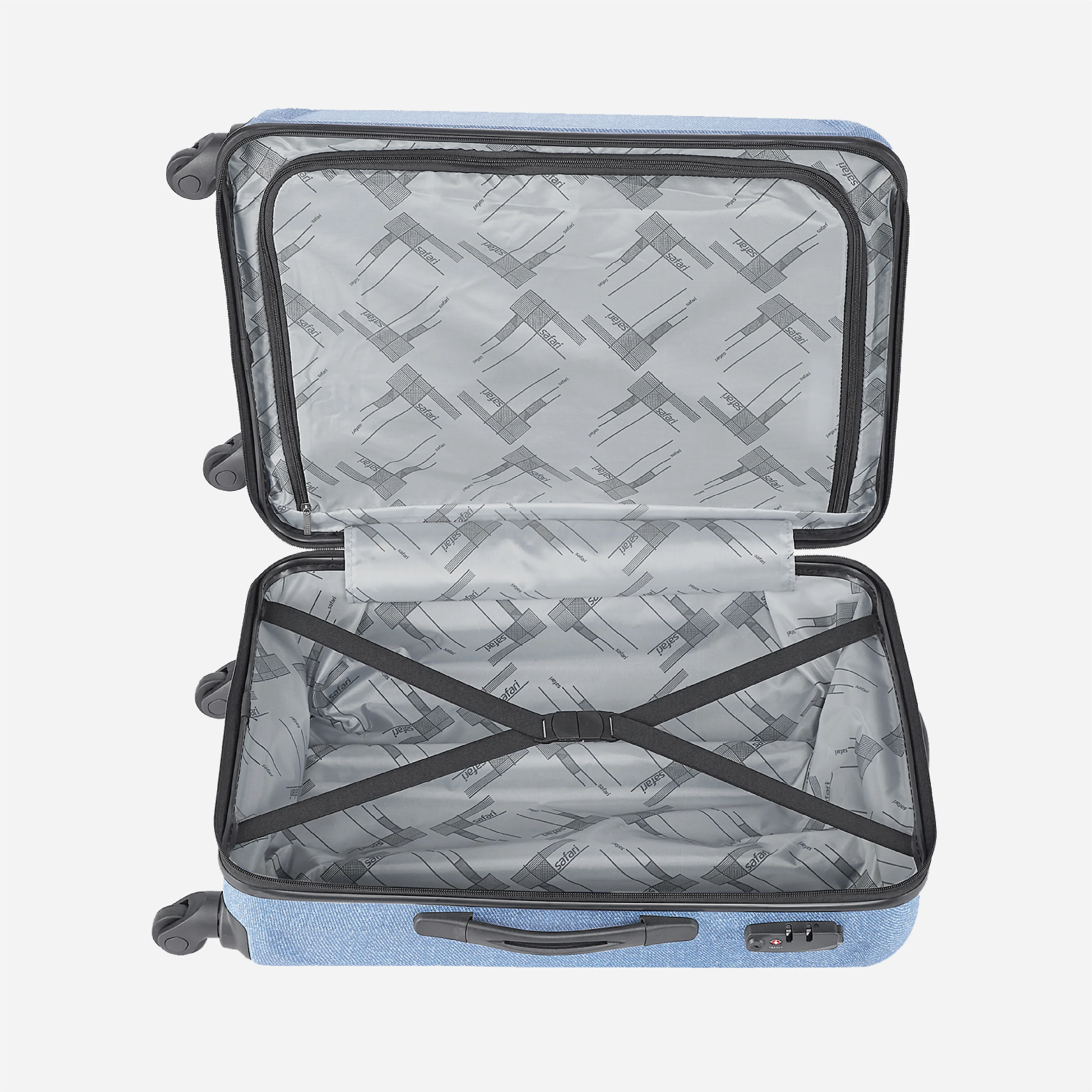 Safari Denim Pro Blue Trolley Bag with Dual Wheels - Image 17