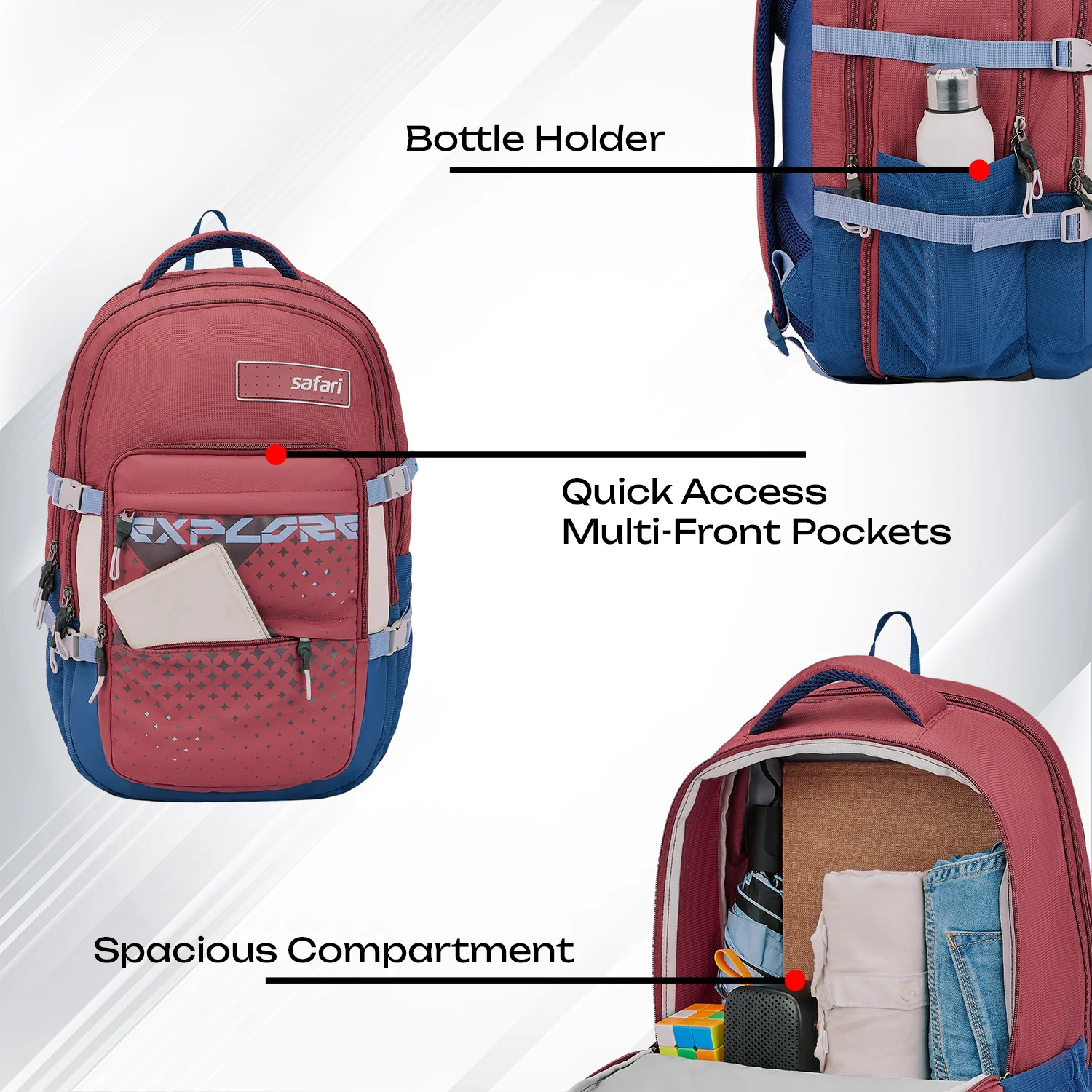 Safari Expand 43L Red Laptop Backpack - Image 5