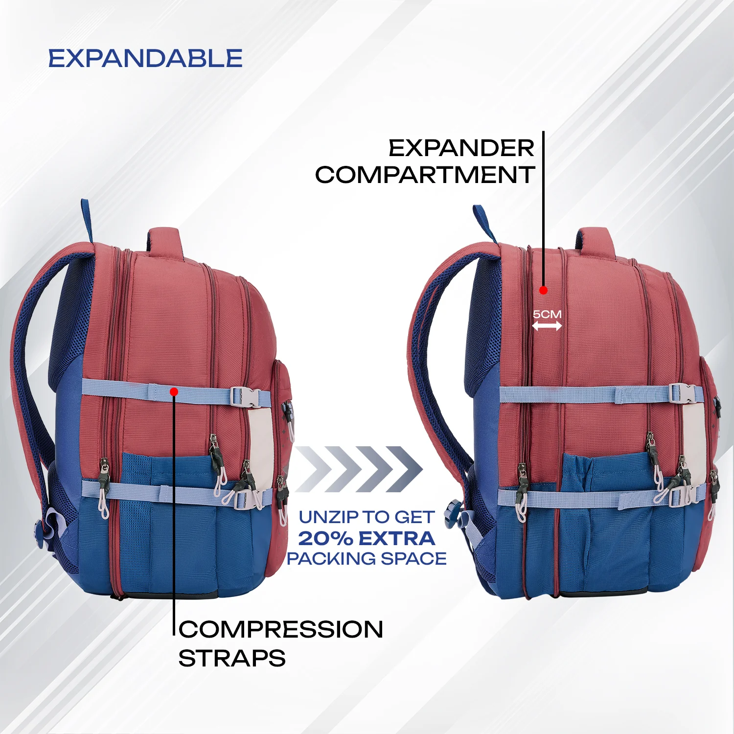 Safari Expand 43L Red Laptop Backpack - Image 7