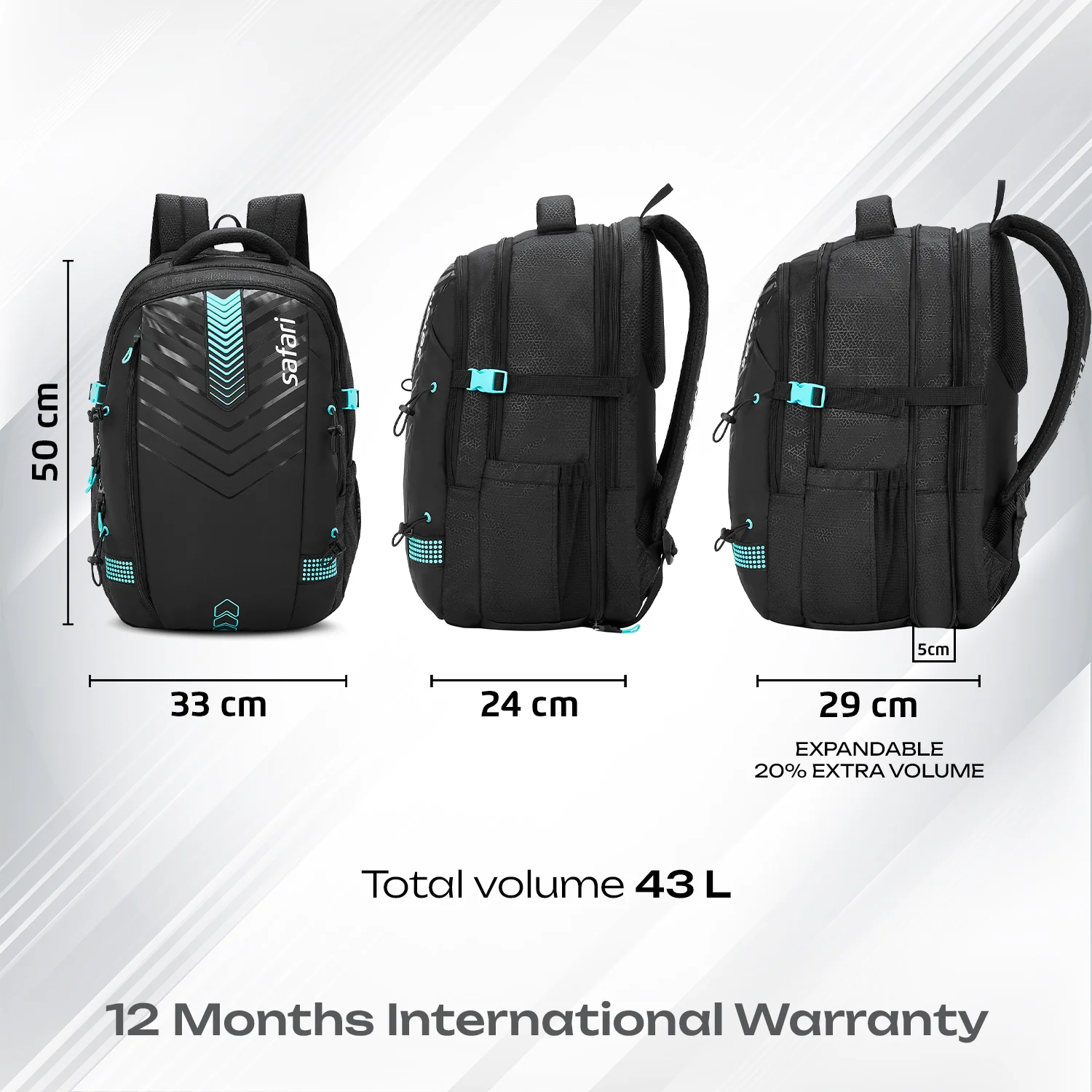 Safari Expand 43L Black Hiking Daypack - Image 11