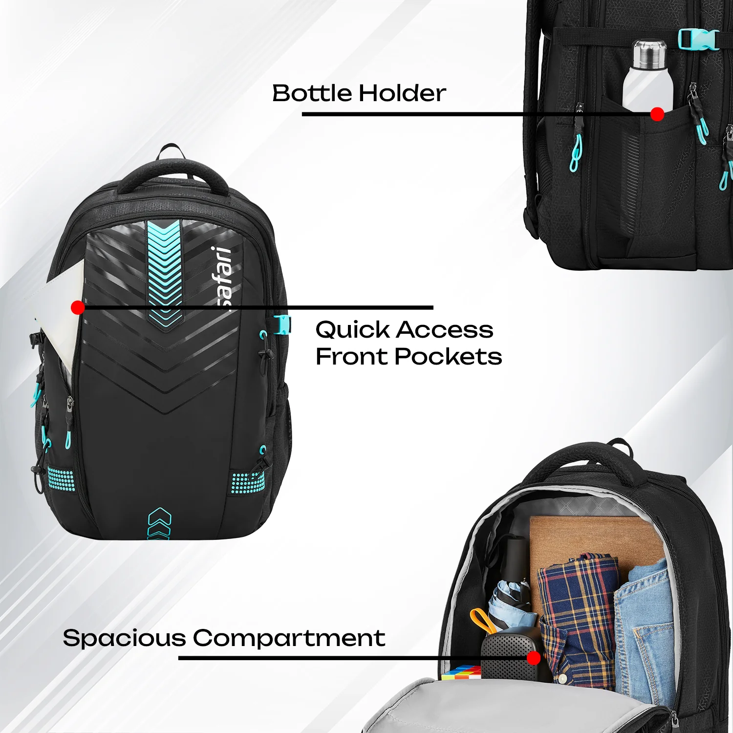 Safari Expand 43L Black Hiking Daypack - Image 4