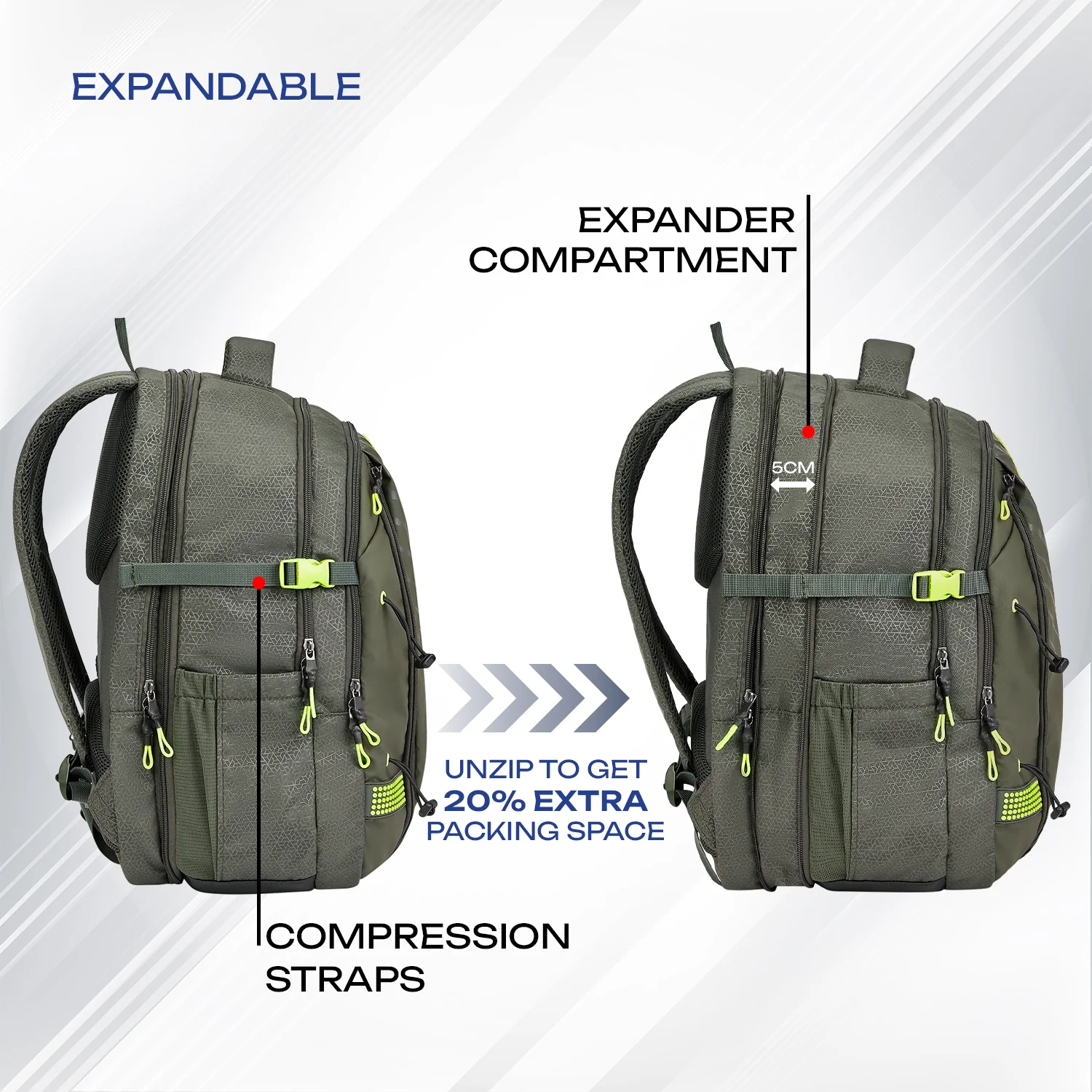 Safari Expand 43L Olive Rucksacks & Trekking Backpack - Image 10