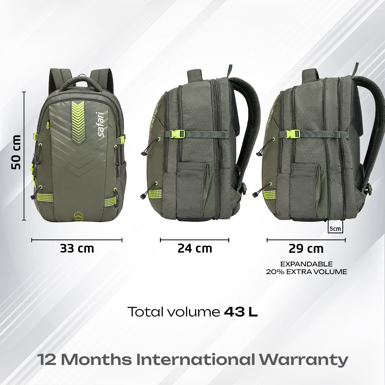 Safari Expand 43L Olive Rucksacks & Trekking Backpack - Image 11