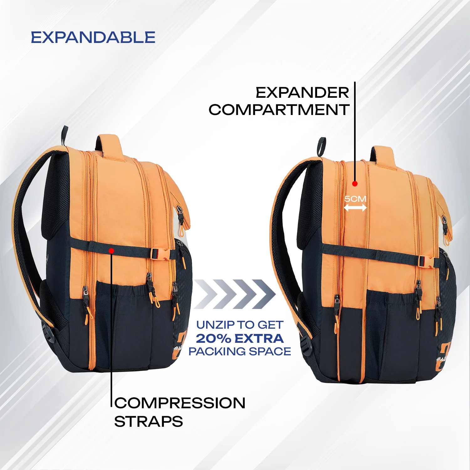 Safari Expand 43L Orange Laptop Backpack - Image 10