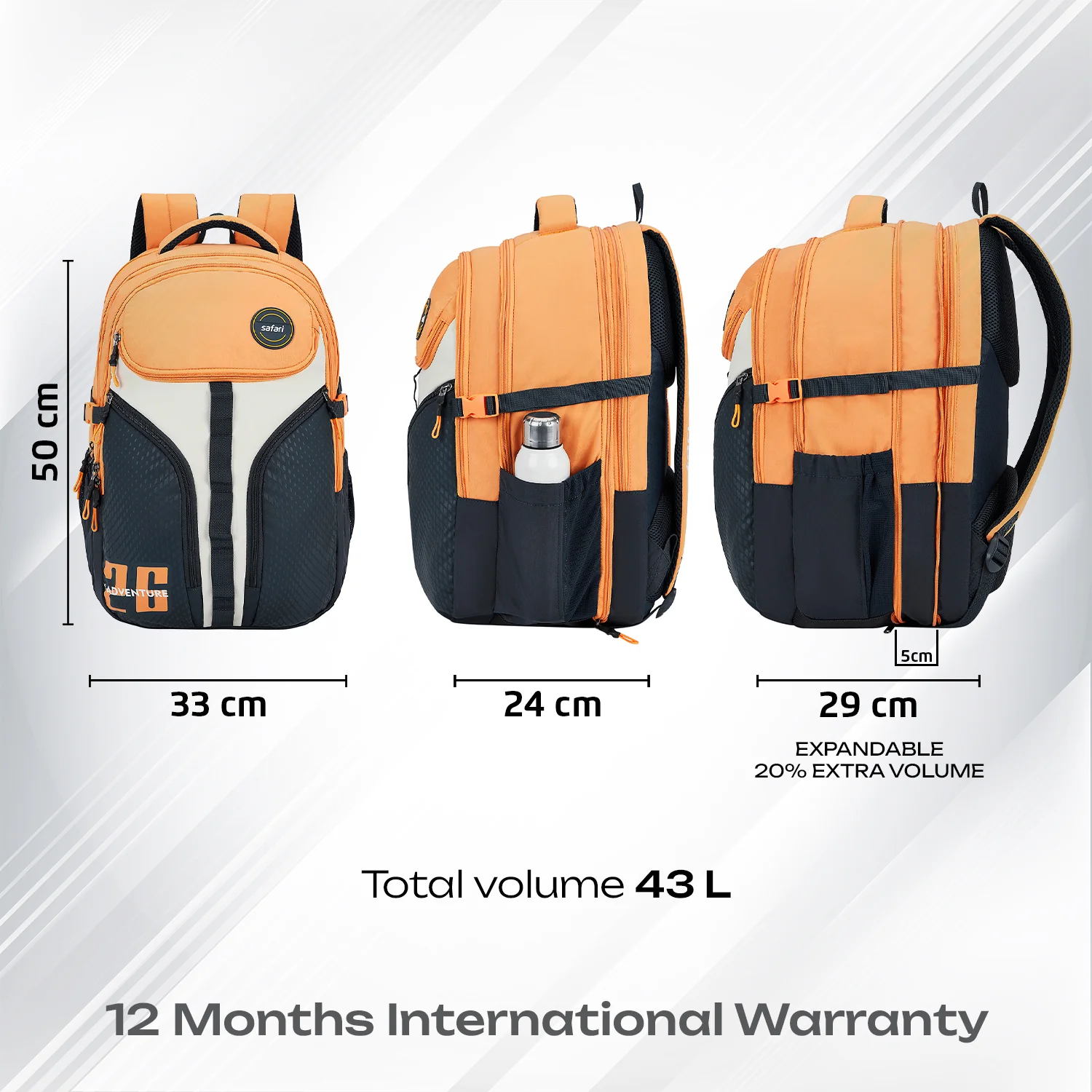 Safari Expand 43L Orange Laptop Backpack - Image 11