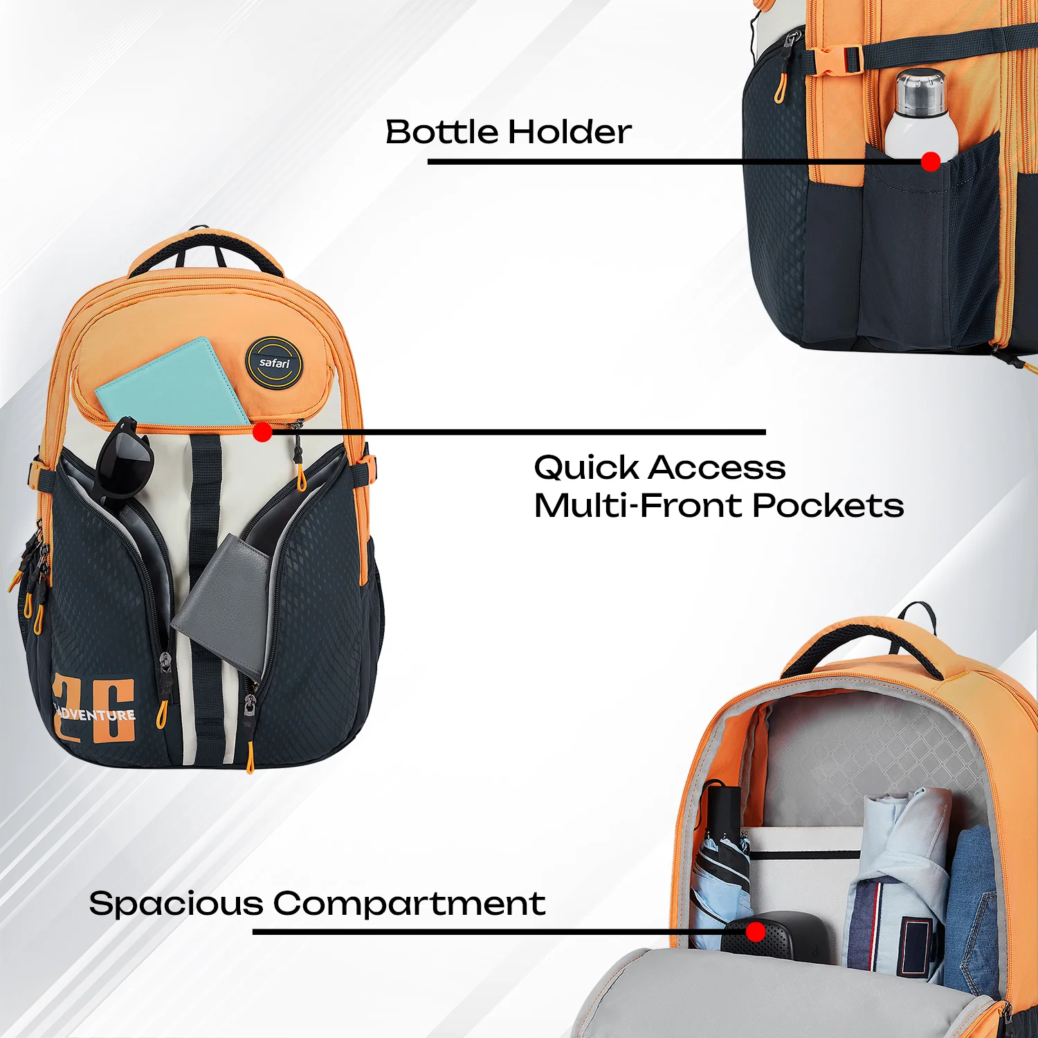 Safari Expand 43L Orange Laptop Backpack - Image 5