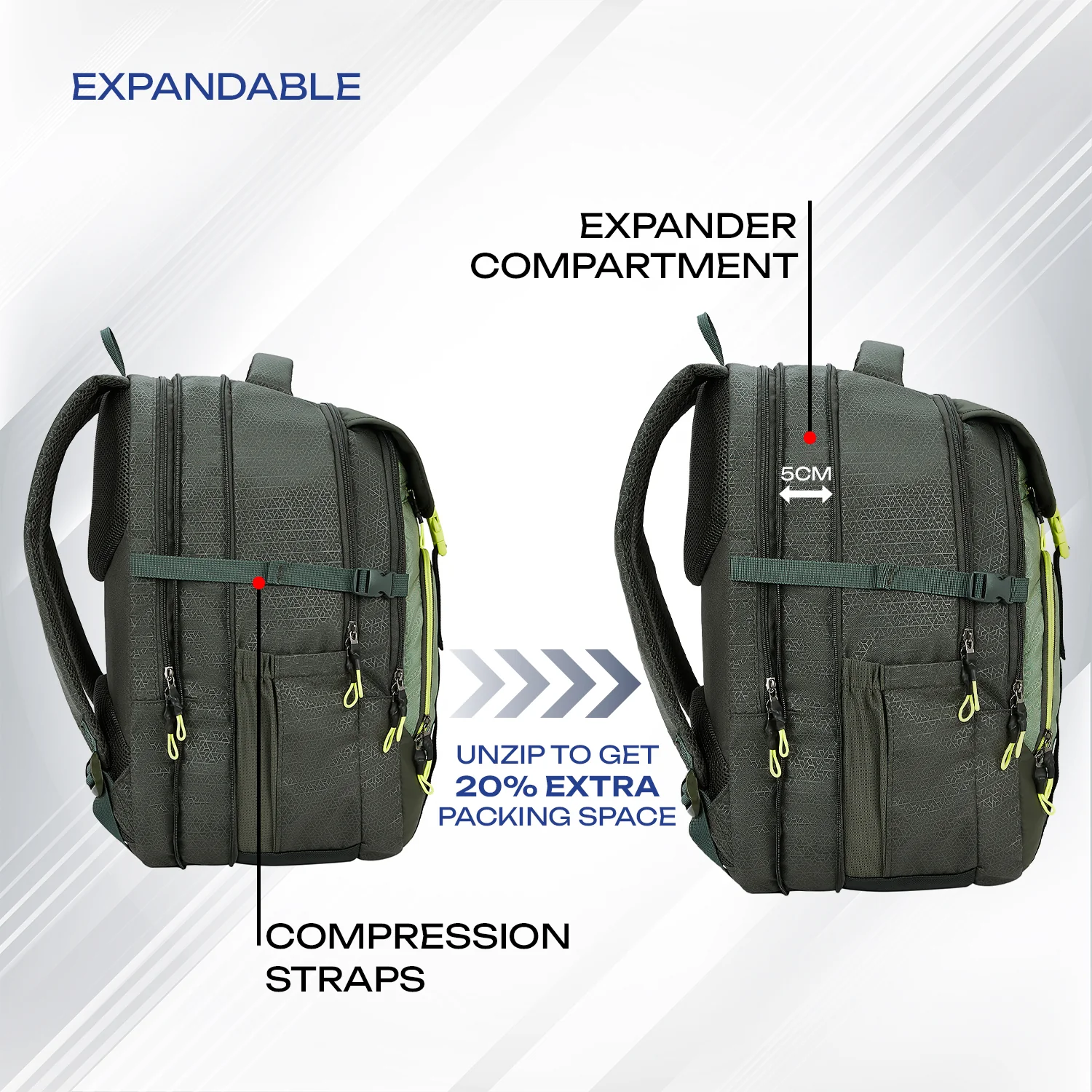 Safari Expand 43L Olive Laptop Backpack - Image 10