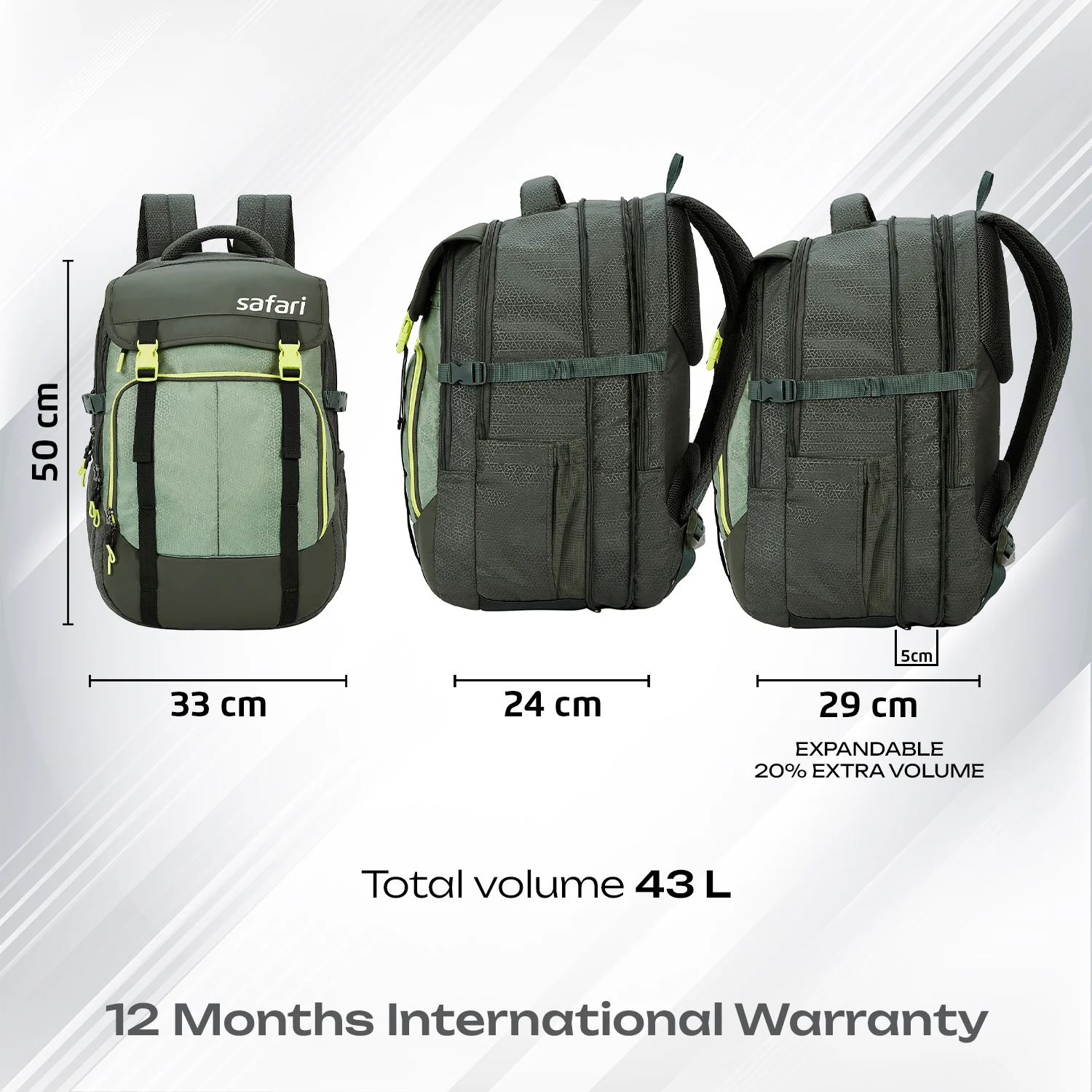 Safari Expand 43L Olive Laptop Backpack - Image 11