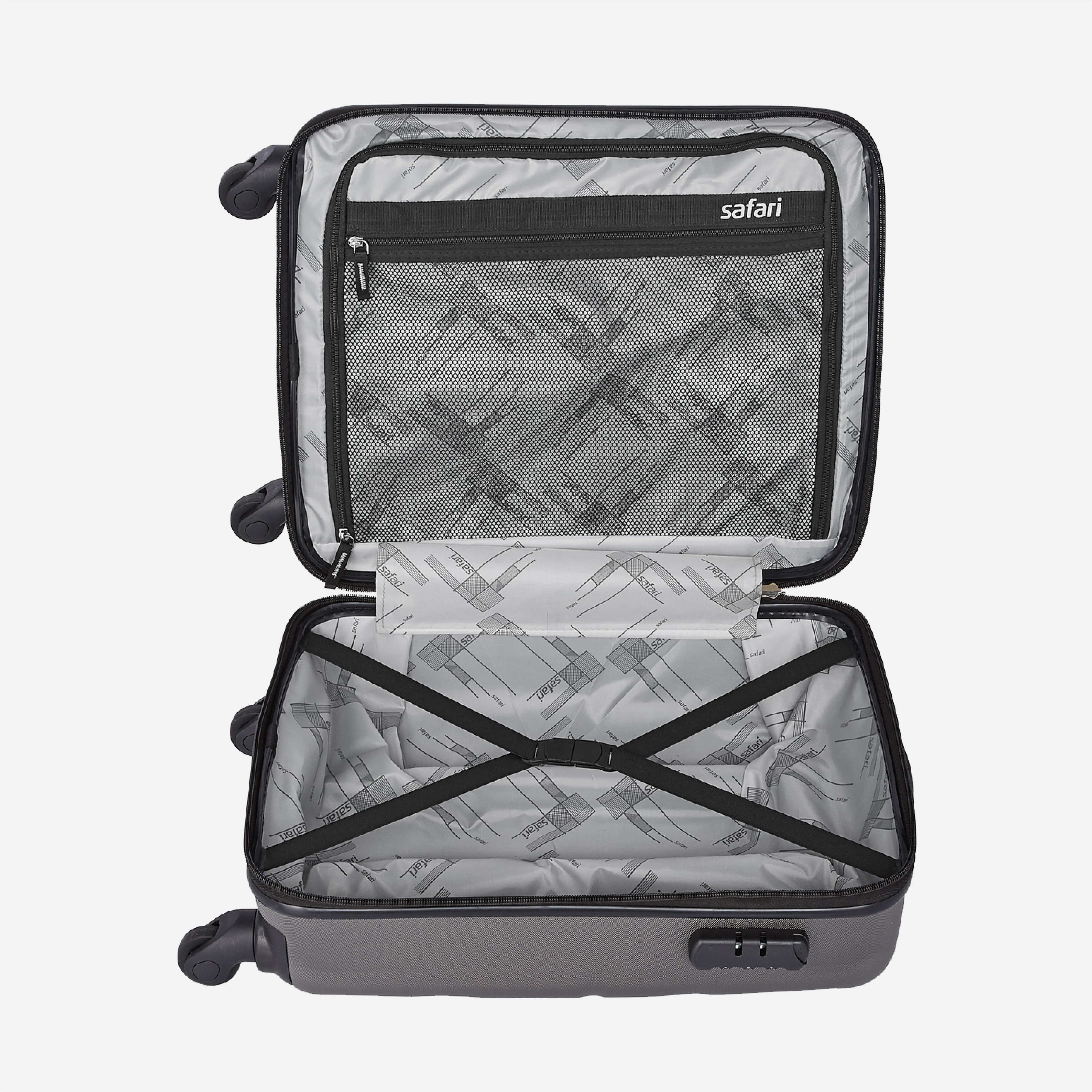 Safari Flo Secure Gun Metal Trolley Bag with 360° Wheels - Image 8