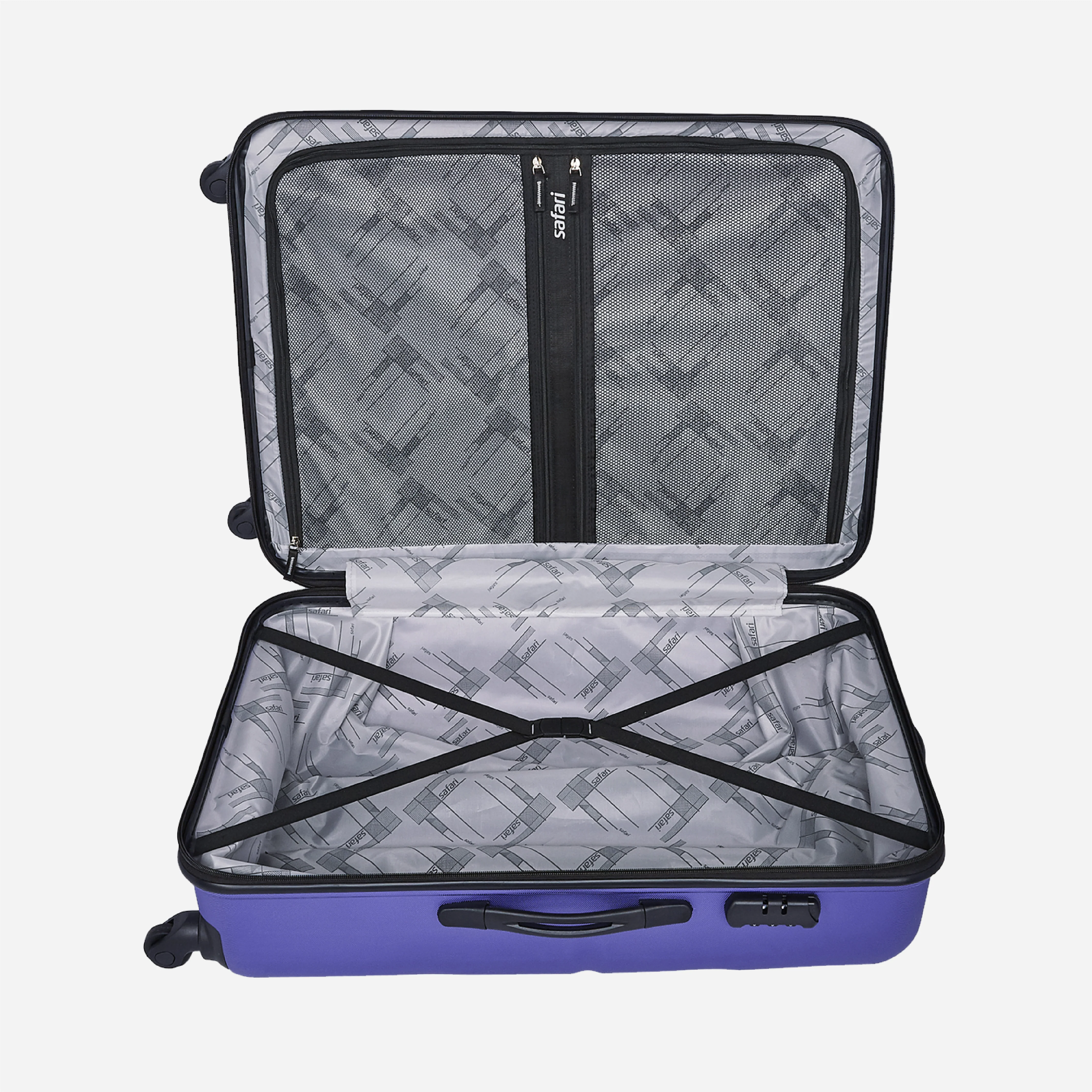 Safari Flo Secure Metallic Purple Trolley Bag with 360° Wheels - Image 15