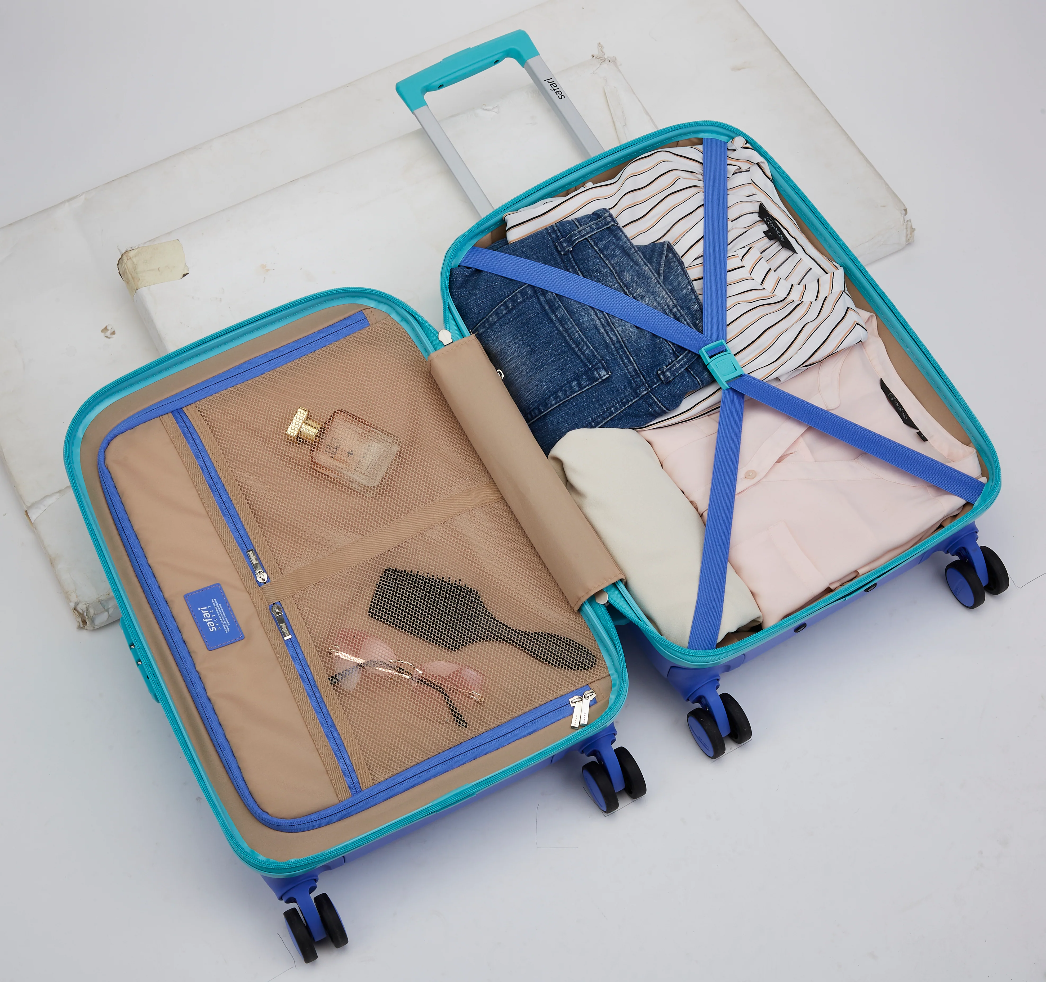 Safari Haze Splash Trolley Bag with TSA Lock, Dual wheels, Side Hooks and Anti-theft Zipper - Image 4