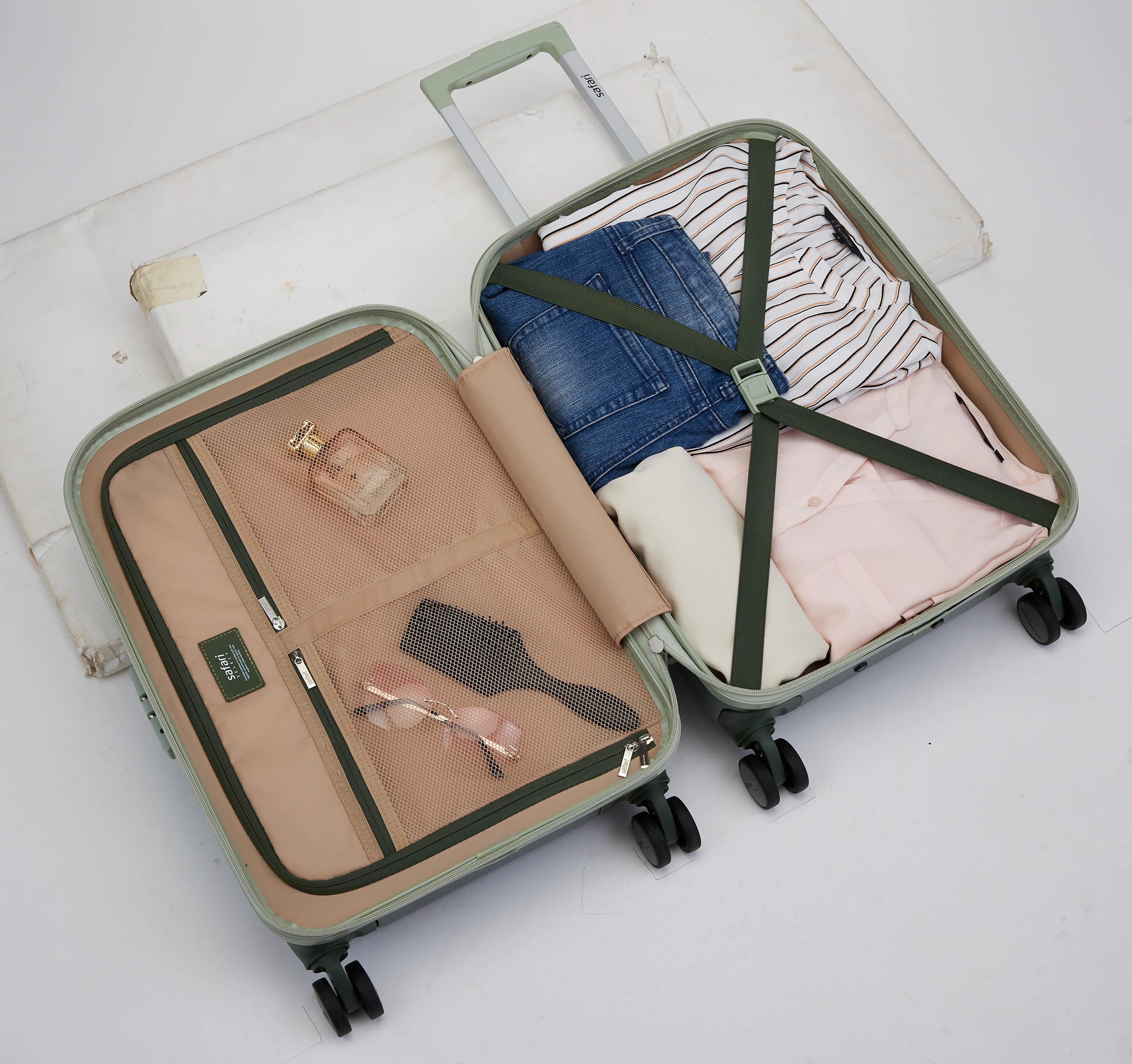 Safari Haze Tropica Trolley Bag with TSA Lock, Dual wheels, Side Hooks and Anti-theft Zipper - Image 7