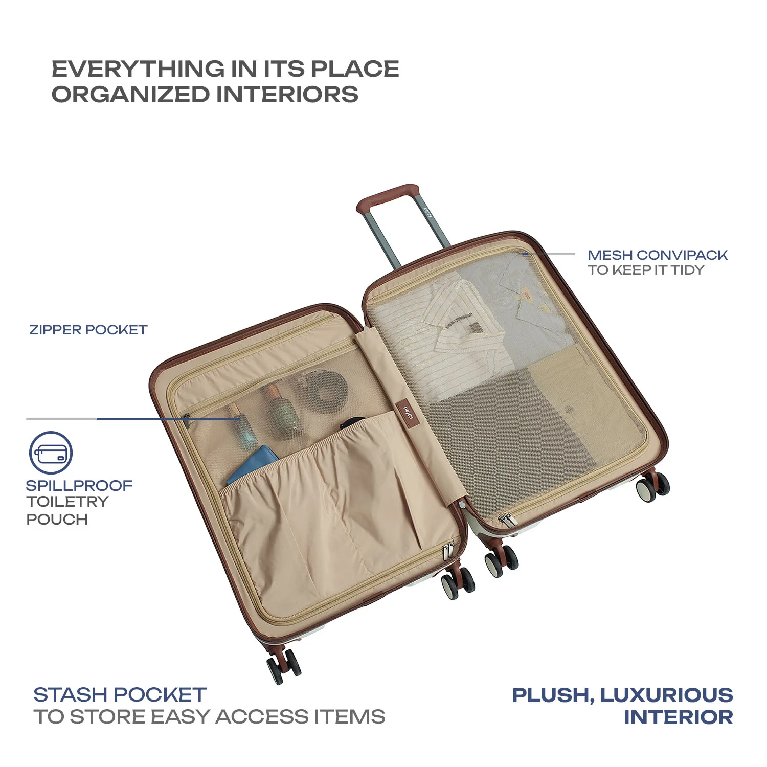 Safari Heritage Trolley Bag with Scratch Resistant Texture, TSA lock and Anti-Theft Zipper Ivory - Image 5