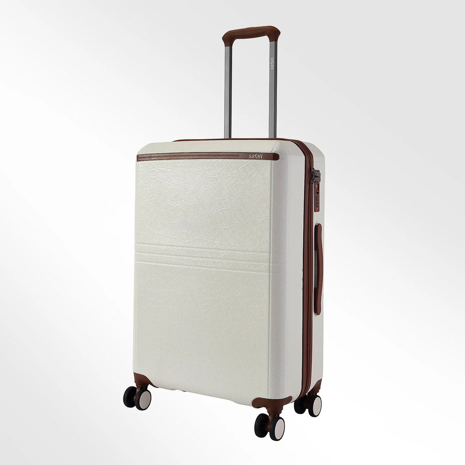 Safari Heritage Trolley Bag with Scratch Resistant Texture, TSA lock and Anti-Theft Zipper Ivory - Image 7
