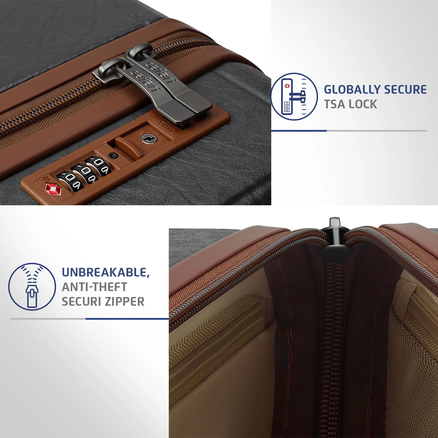 Safari Heritage Trolley Bag with Scratch Resistant Texture, TSA lock and Anti-Theft Zipper Opal Grey - Image 13