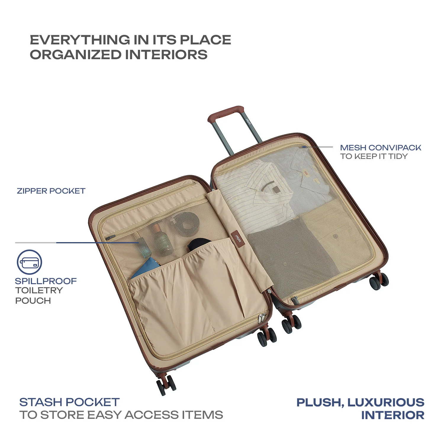 Safari Heritage Trolley Bag with Scratch Resistant Texture, TSA lock and Anti-Theft Zipper Opal Grey - Image 18