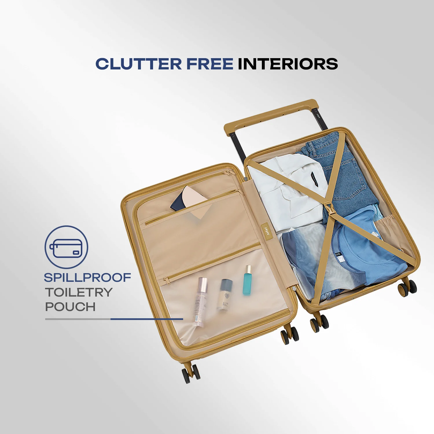 Safari Horizon Trolley Bag with Wide Trolley Handle, TSA lock and Anti-Theft Zipper Sun Yellow - Image 11
