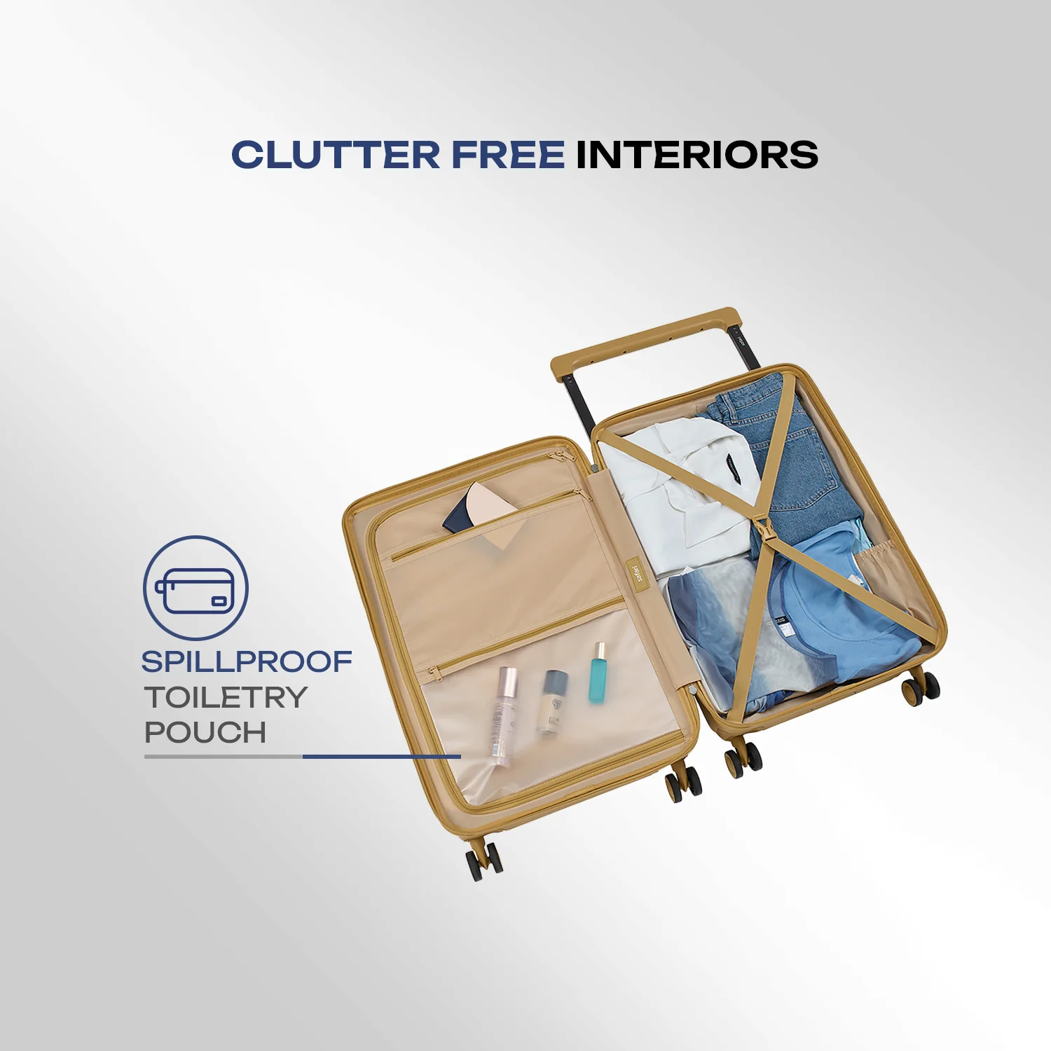 Safari Horizon Trolley Bag with Wide Trolley Handle, TSA lock and Anti-Theft Zipper Sun Yellow - Image 5