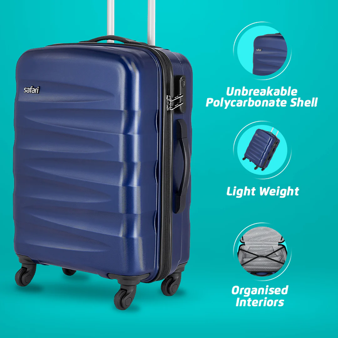 Safari Ngage Set of 3 Midnight Blue Trolley Bags with 360° Wheels - Image 4