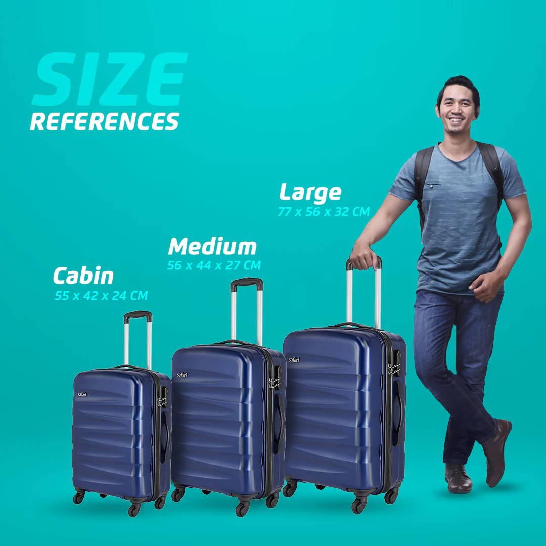 Safari Ngage Set of 3 Midnight Blue Trolley Bags with 360° Wheels - Image 8