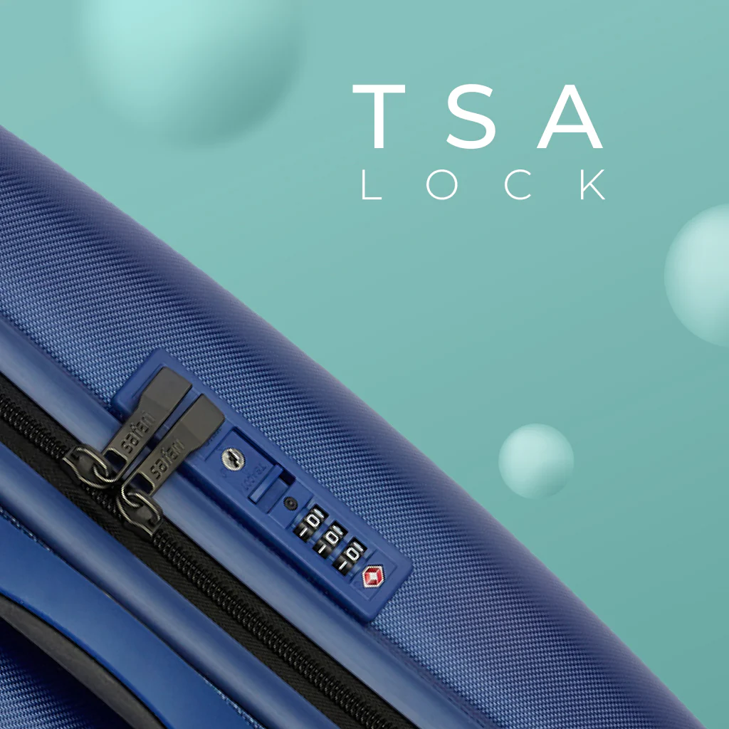 Safari Polaris Pro Titan Blue Trolley Bag with TSA Lock, Dual wheels, Side Hooks and Wet Pouch - Image 4