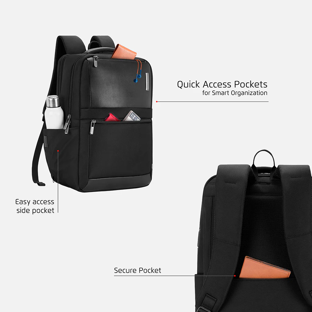 Safari Prime 22L Black Formal Backpack with Laptop Compartment - Image 3