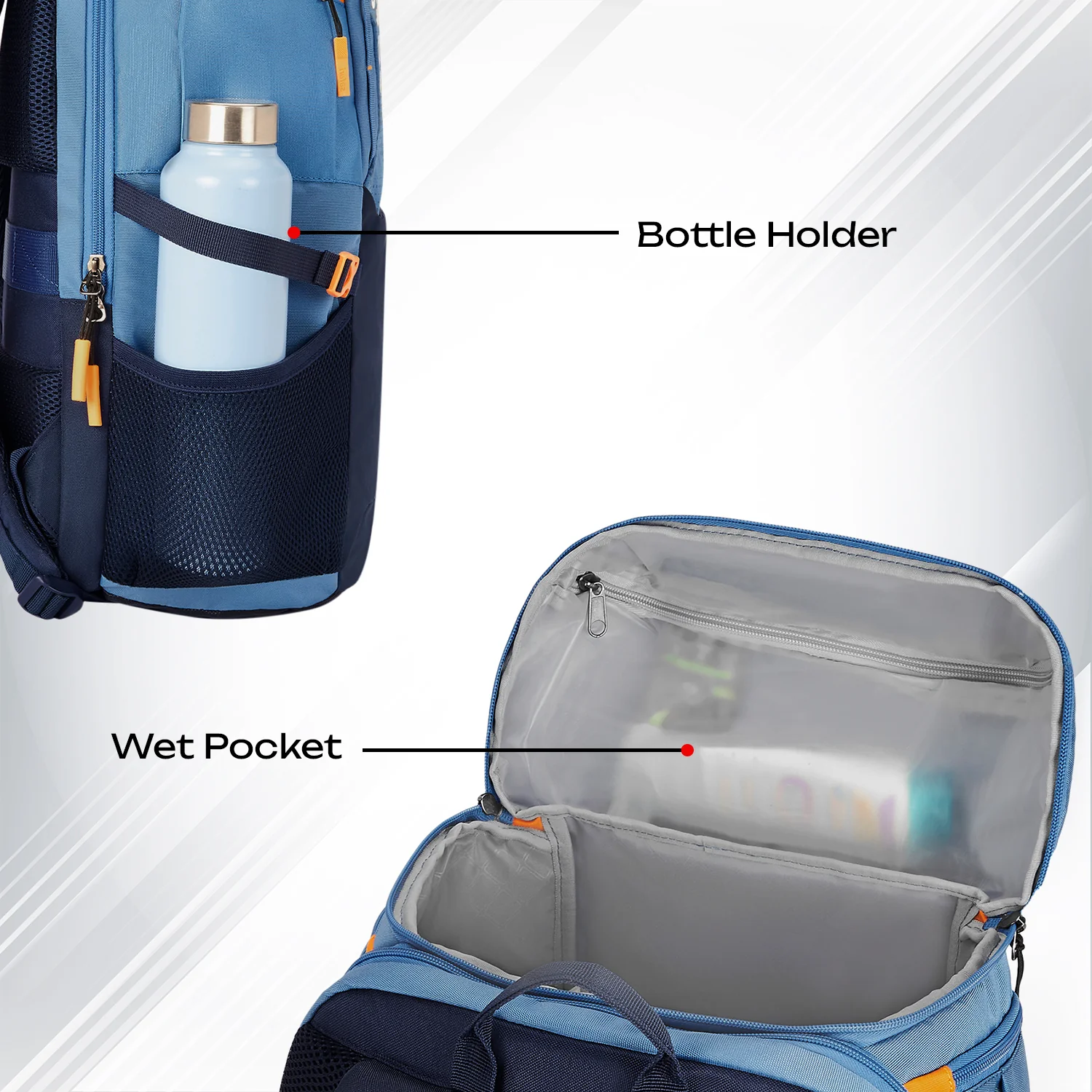 Safari Quest 45L Pearl Blue Laptop Backpack - Image 4