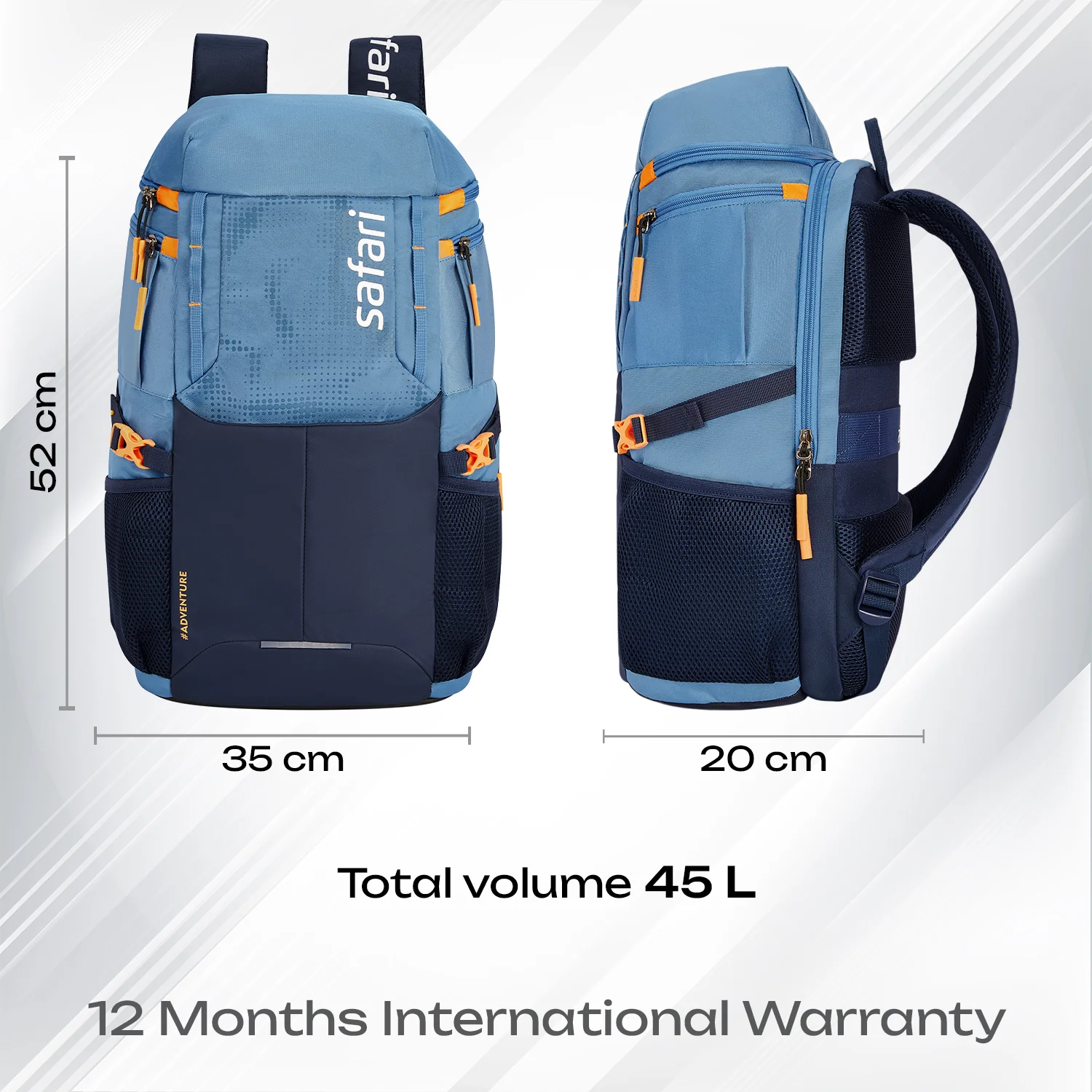 Safari Quest 45L Pearl Blue Laptop Backpack - Image 7
