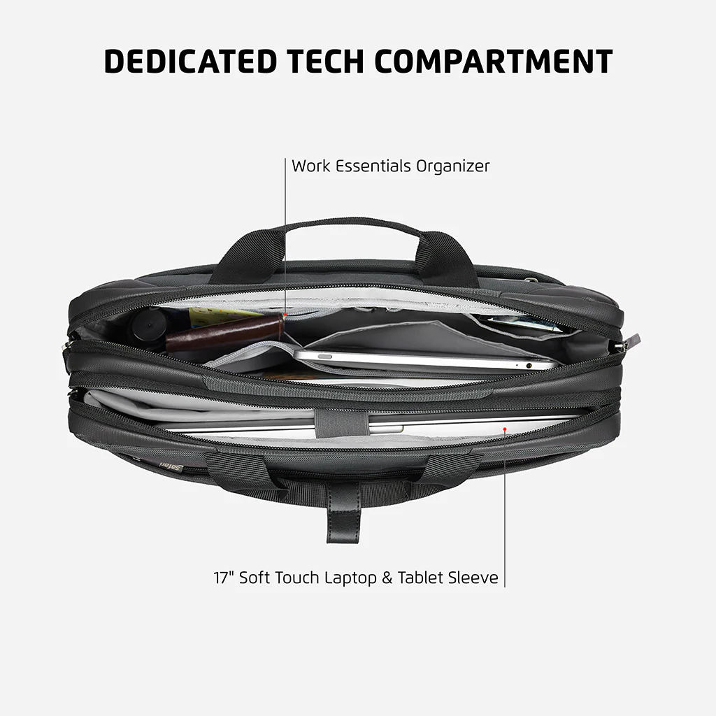 Safari Regal Messenger Bag with Dual compartments - Black - Image 3