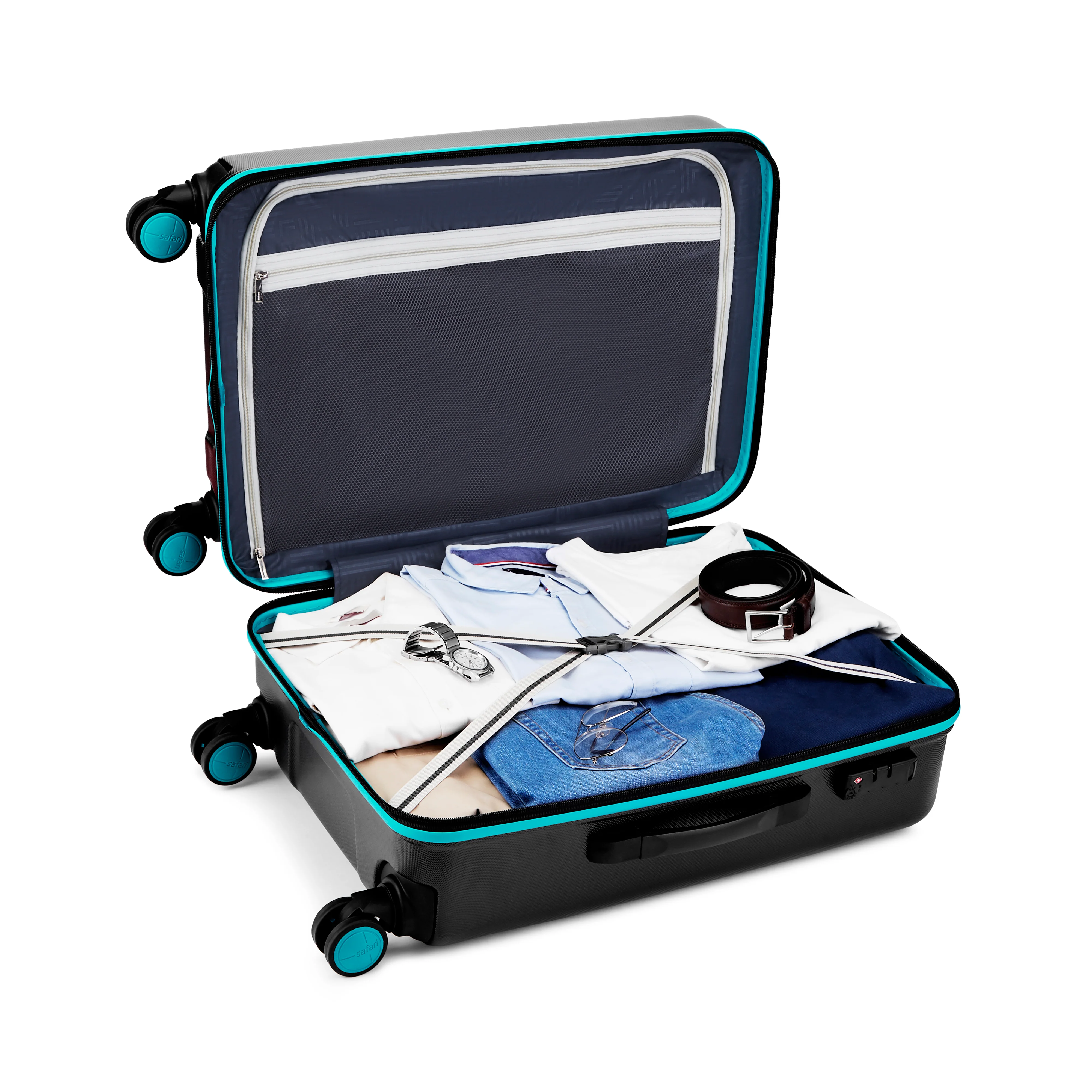 Safari Salute Thyme Green and Black Trolley Bag with TSA lock and Dual Wheels - Image 15