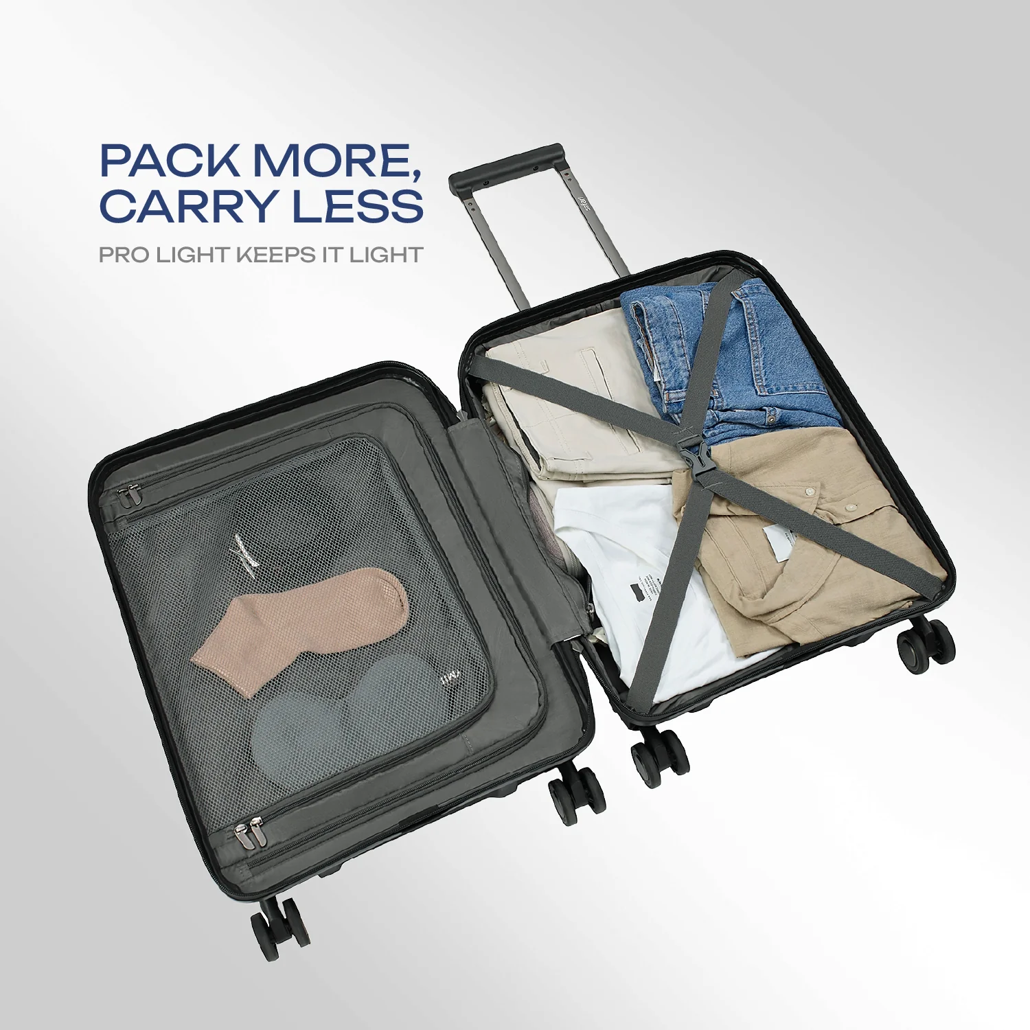 Safari Select Aerolite Black Cabin Trolley Bag with Laptop Compartment, TSA Lock, Dual wheels and Anti-Theft Zipper - Image 3