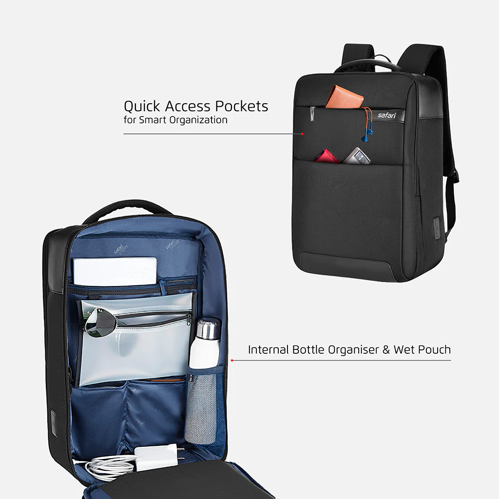 Safari Select Supreme 19L Black Formal Backpack with Laptop Sleeve - Image 3