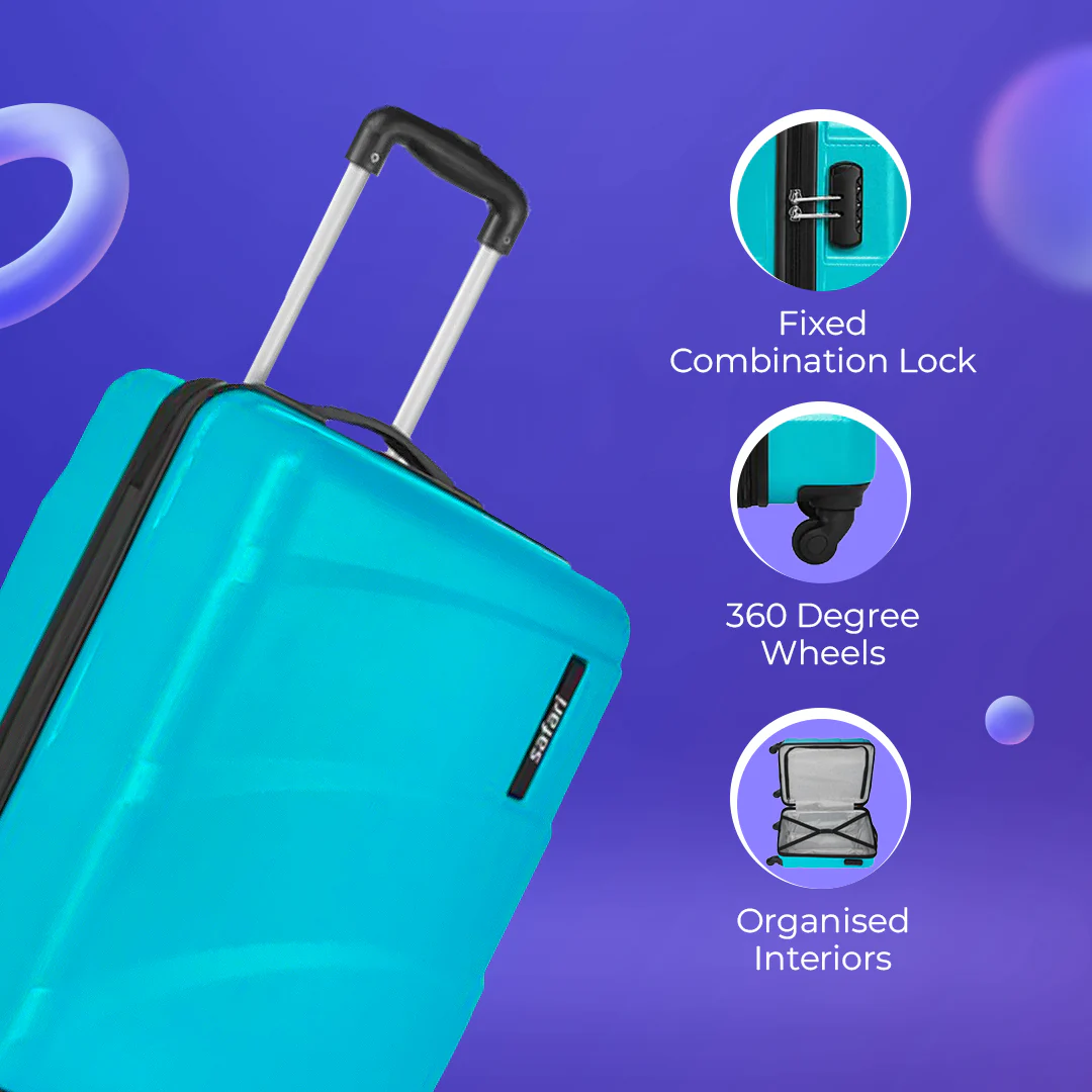 Safari Sway Set of 2 Cyan Trolley Bags with 360° Wheels - Image 4