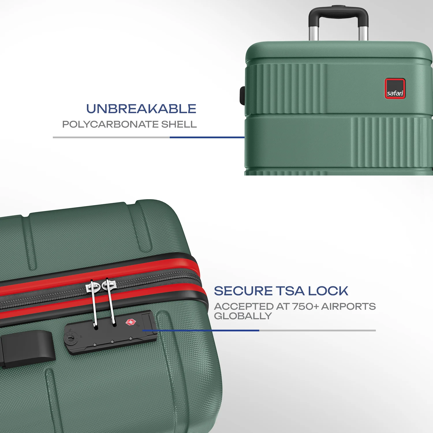 Safari Trackr GPS Enabled Dusk Green Trolley Bag with BoAt tag, TSA Lock, Dual wheels and Wet Pouch Organized Interior - Image 14