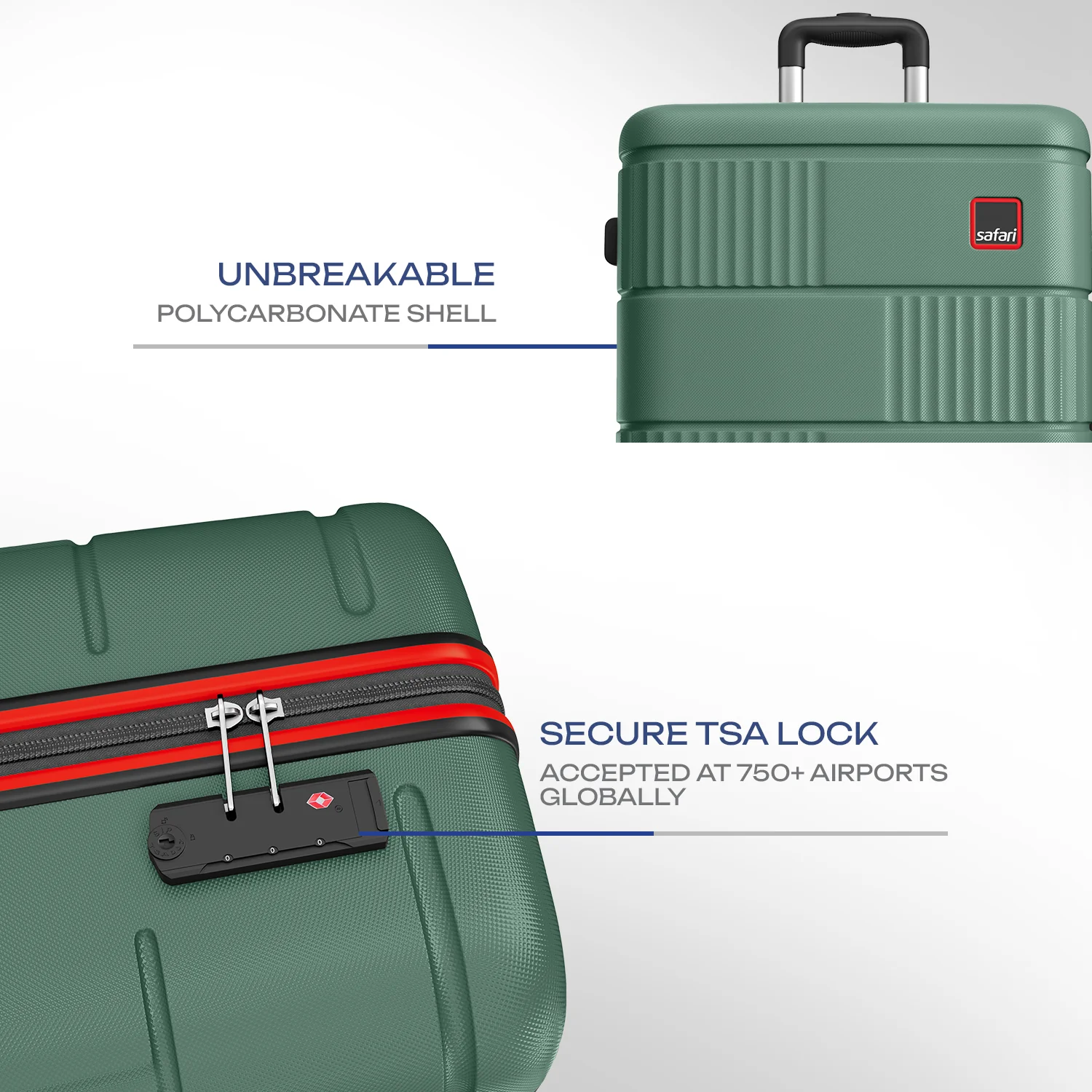 Safari Trackr GPS Enabled Dusk Green Trolley Bag with BoAt tag, TSA Lock, Dual wheels and Wet Pouch Organized Interior - Image 5