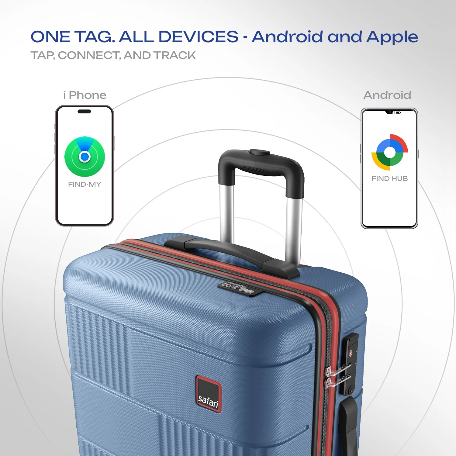 Safari Trackr GPS Enabled Steel Blue Trolley Bag with BoAt tag, TSA Lock, Dual wheels and Wet Pouch Organized Interior - Image 13
