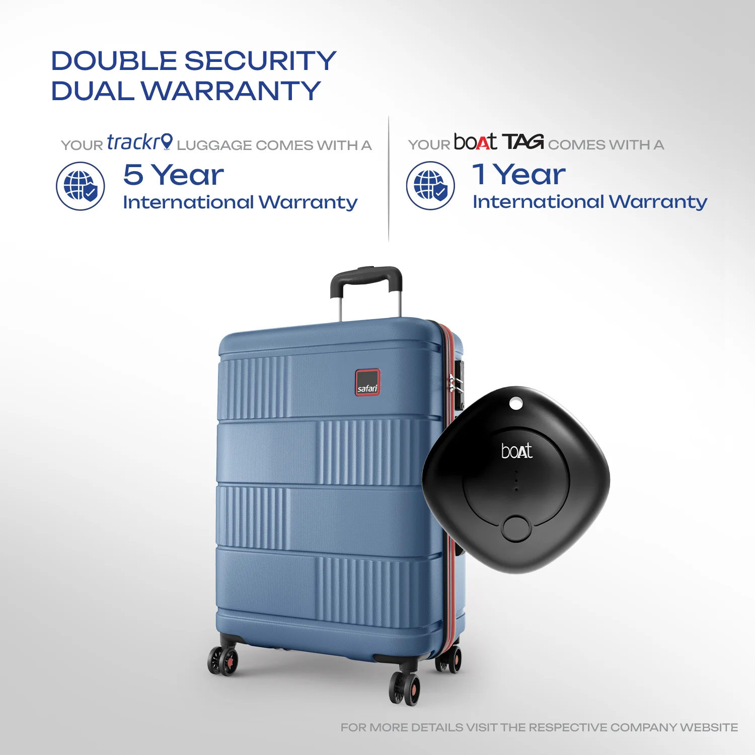 Safari Trackr GPS Enabled Steel Blue Trolley Bag with BoAt tag, TSA Lock, Dual wheels and Wet Pouch Organized Interior - Image 26