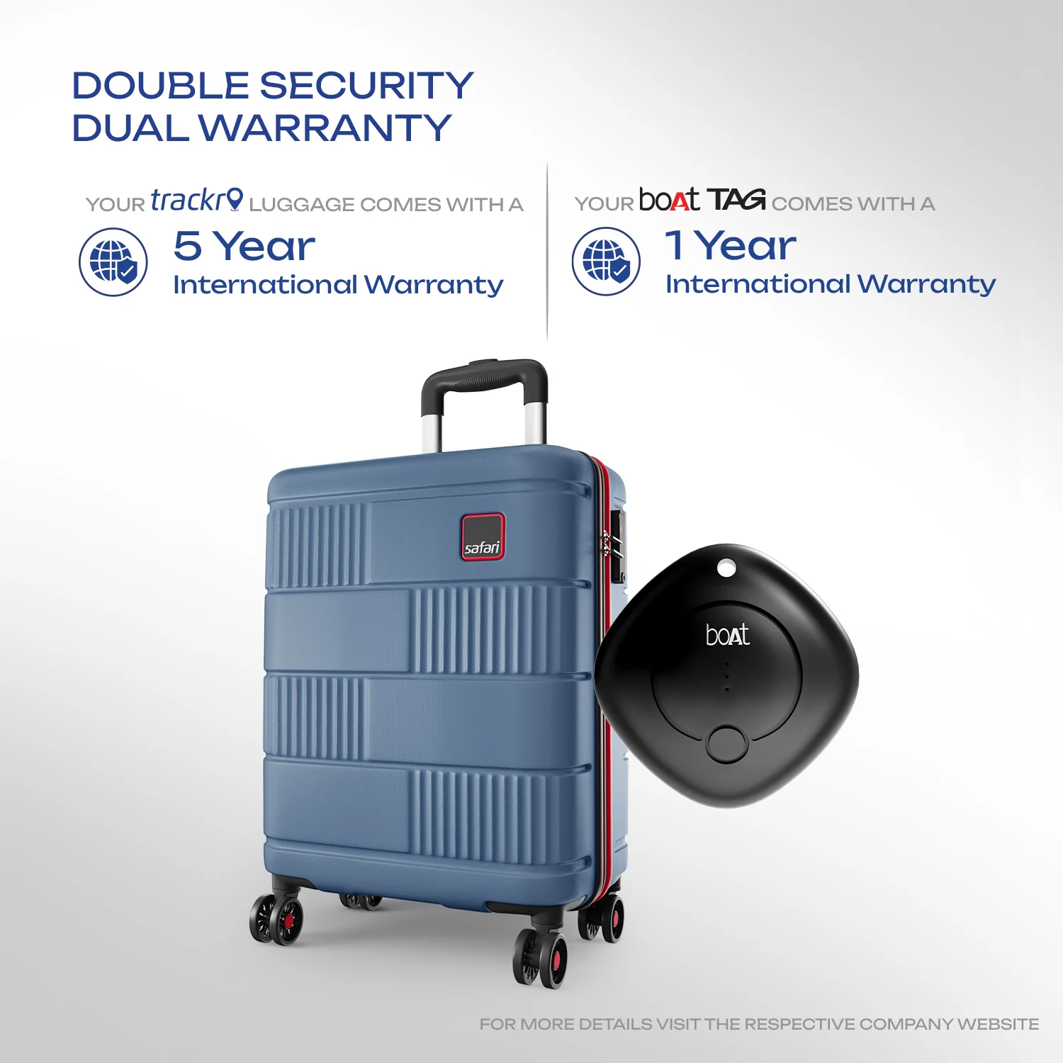 Safari Trackr GPS Enabled Steel Blue Trolley Bag with BoAt tag, TSA Lock, Dual wheels and Wet Pouch Organized Interior - Image 8
