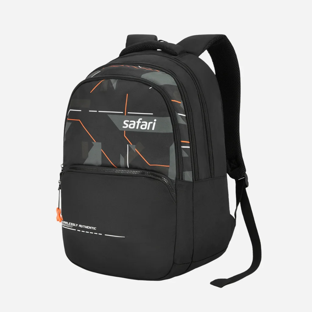 Safari Trio 11 37L Black School Backpack with Padded Back & Easy Access Pockets